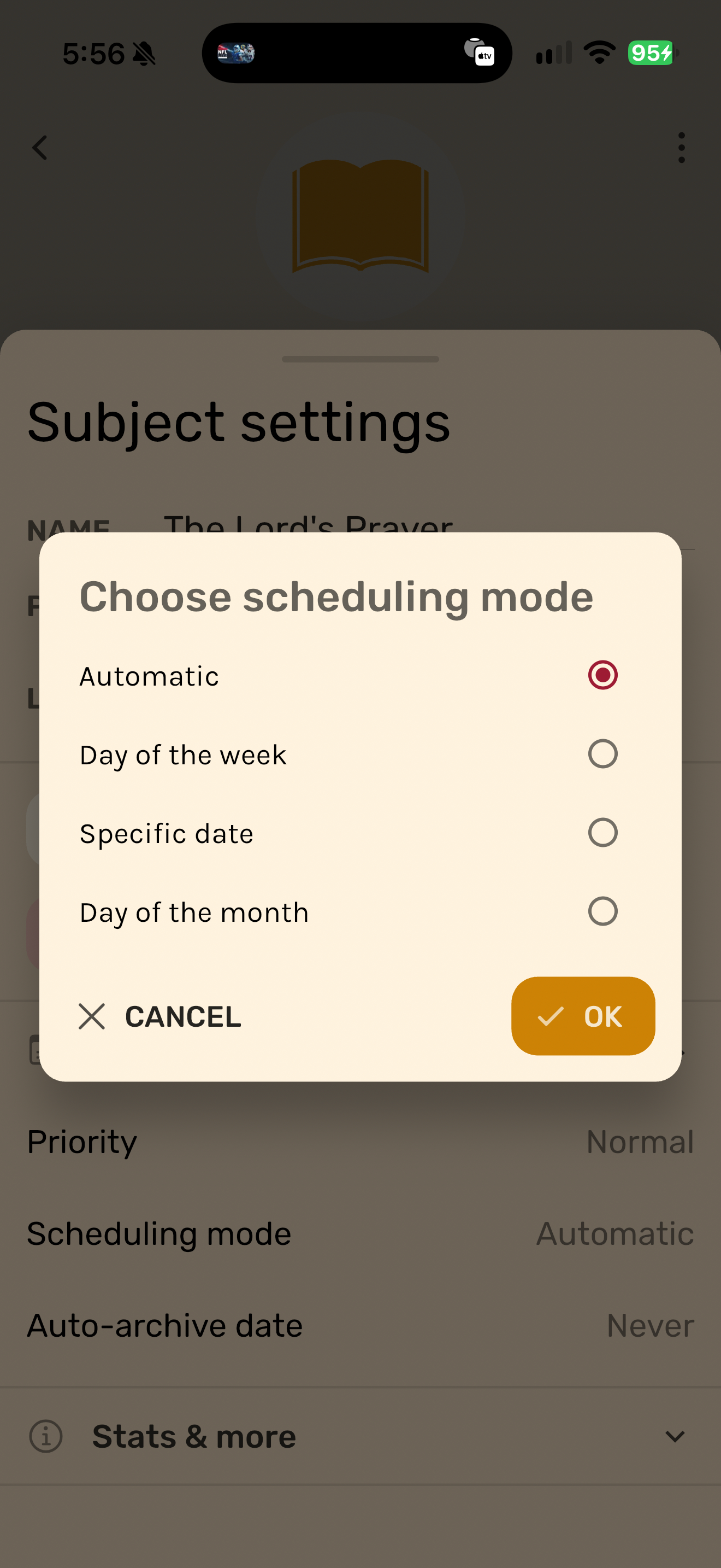 PrayerMate scheduling modes