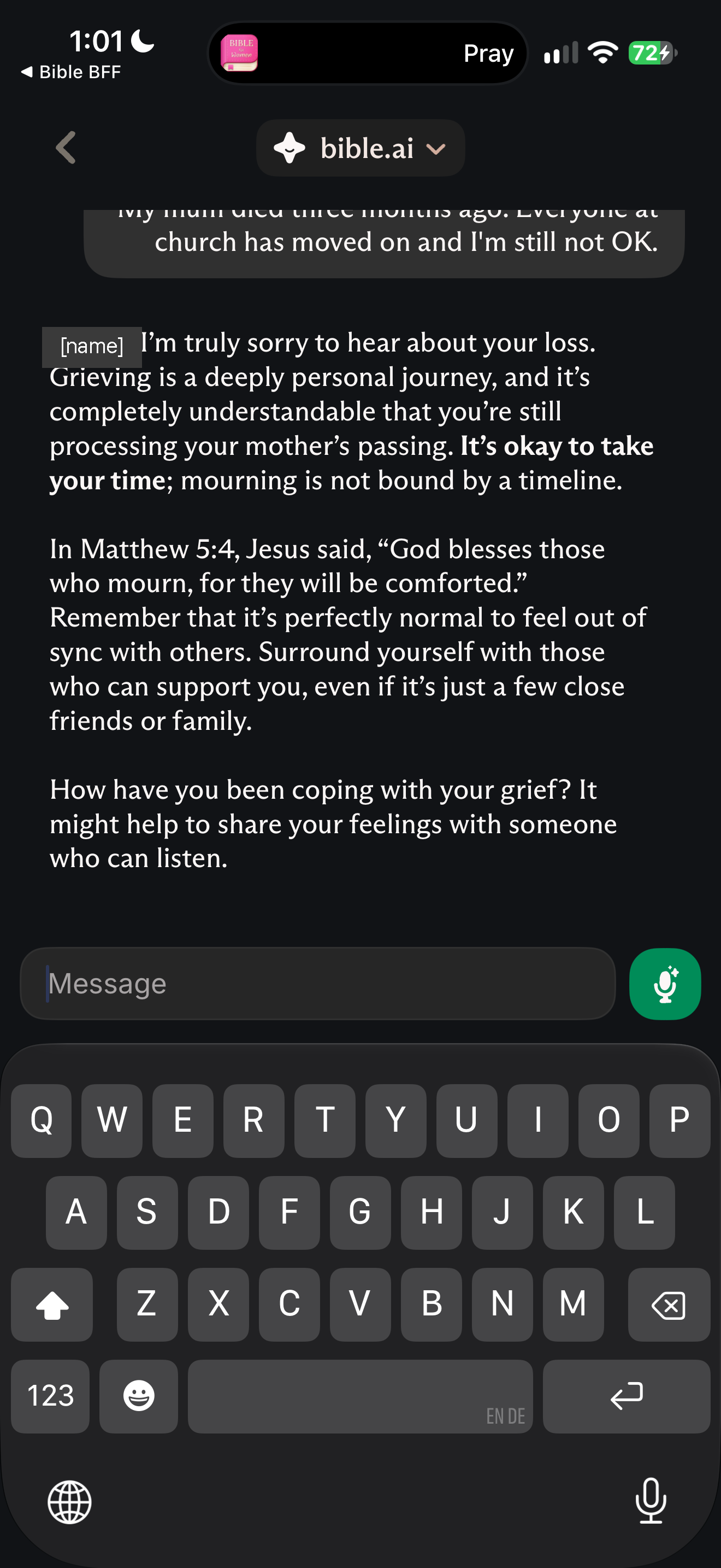 Grief reply