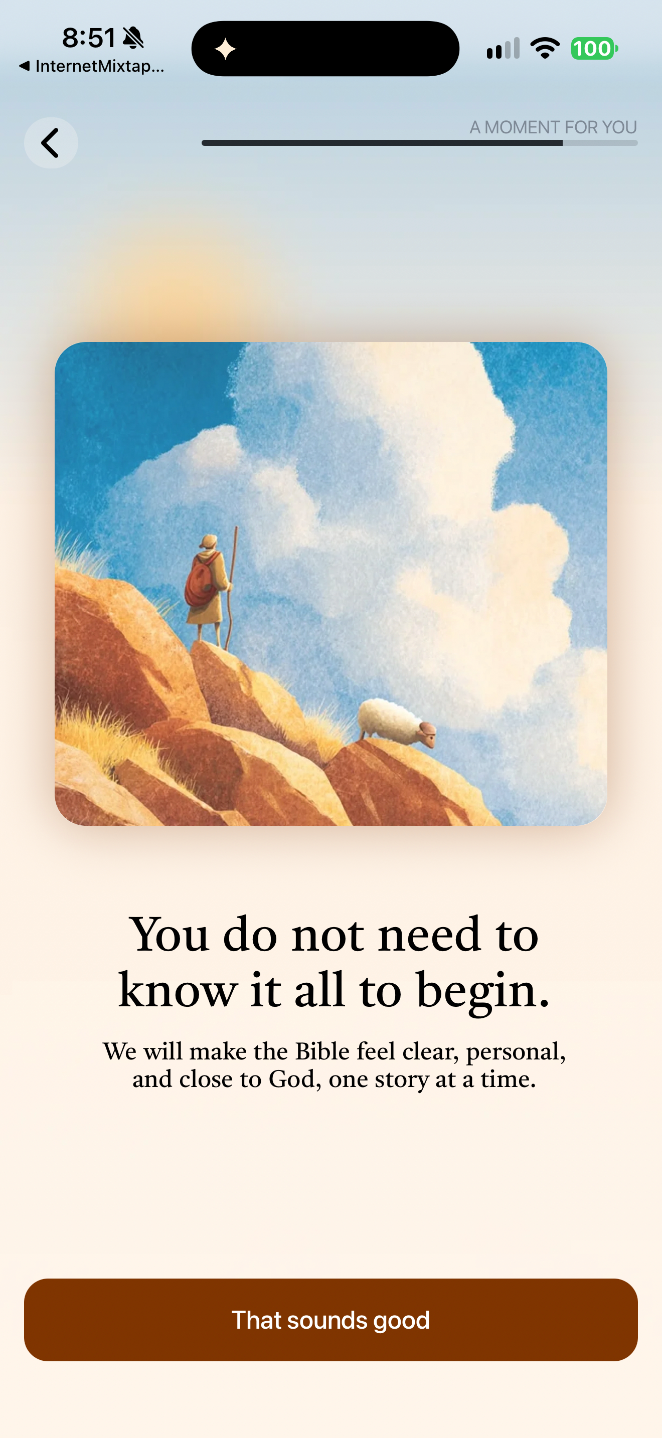 Reassurance during onboarding