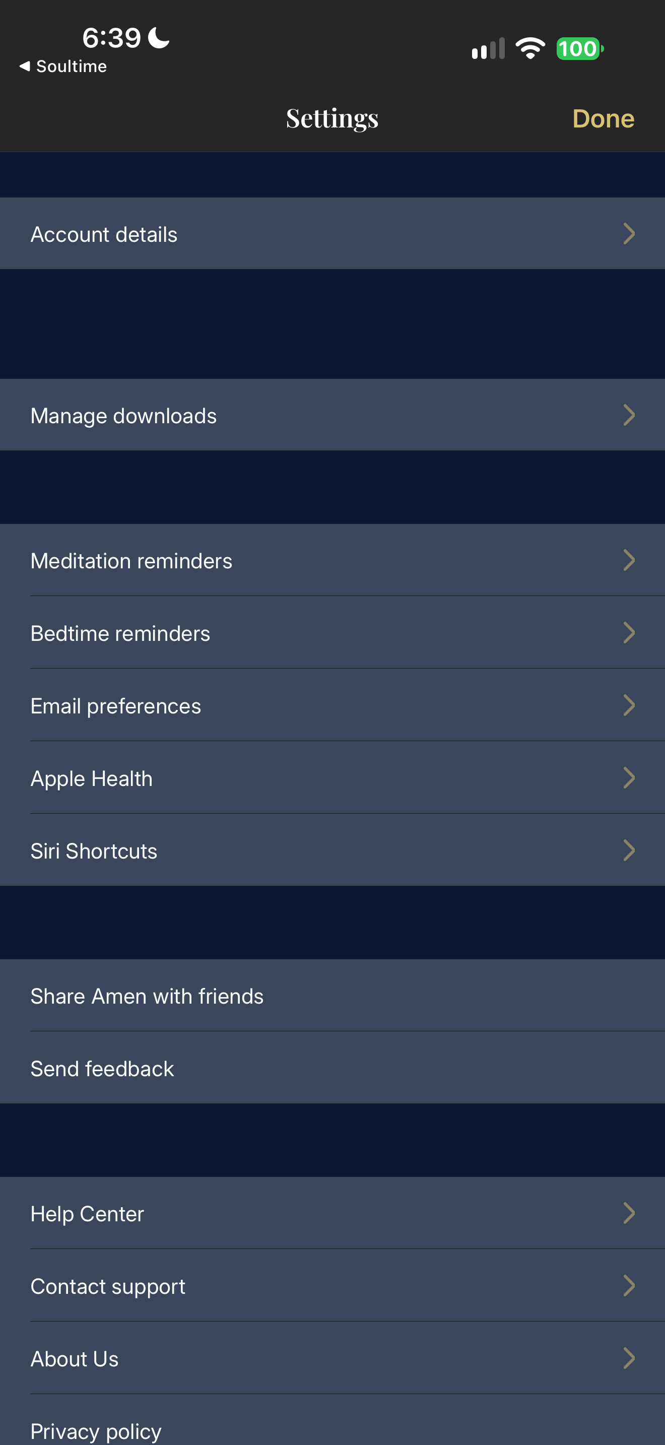Account and reminder settings