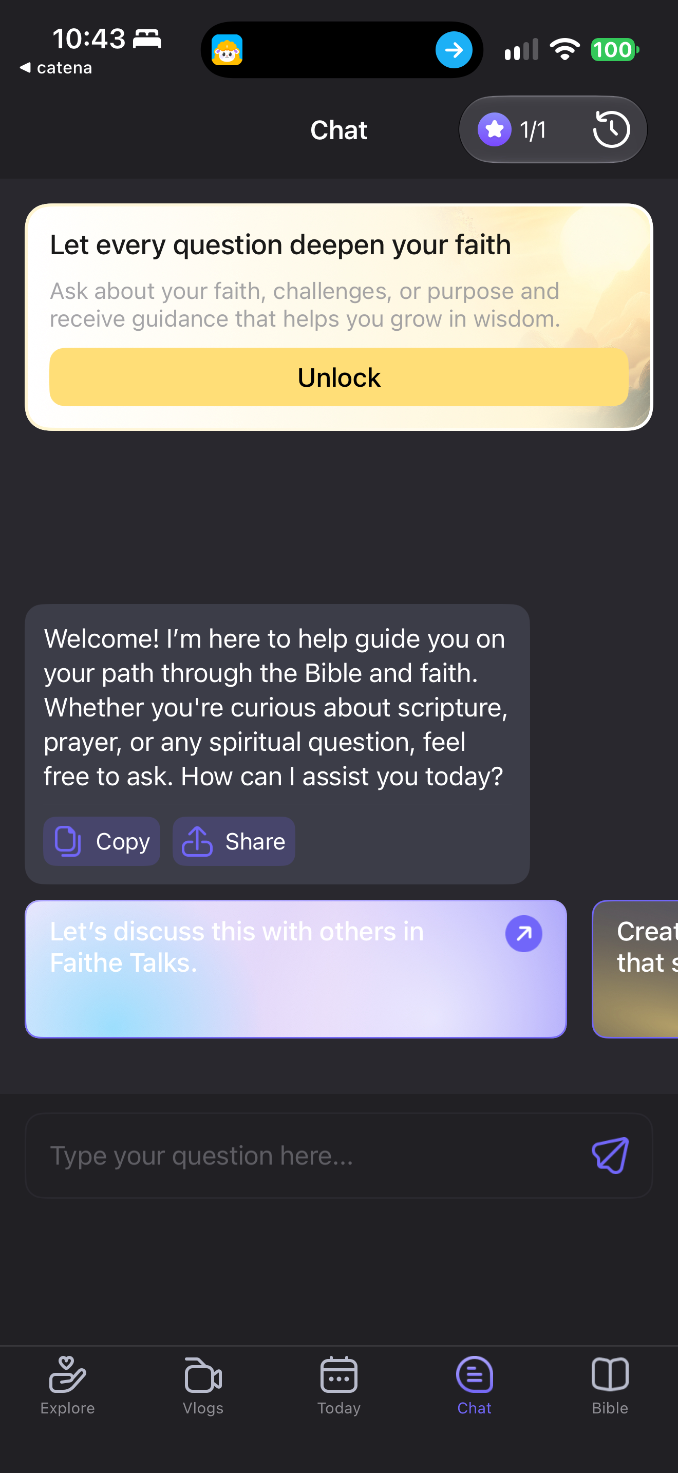 Faith chat role and unlock