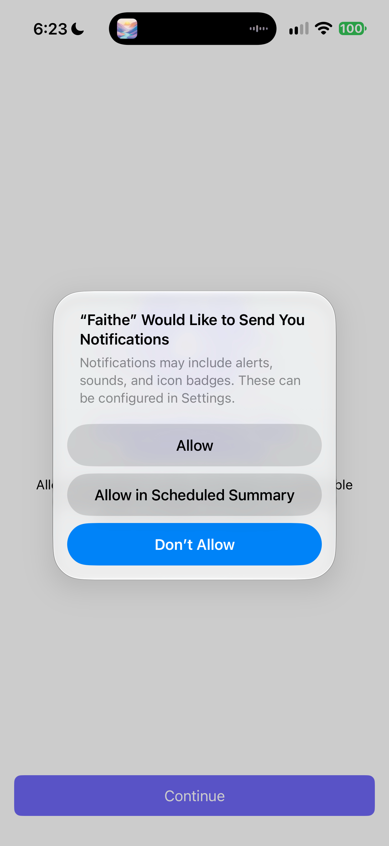 Faithe system notification request