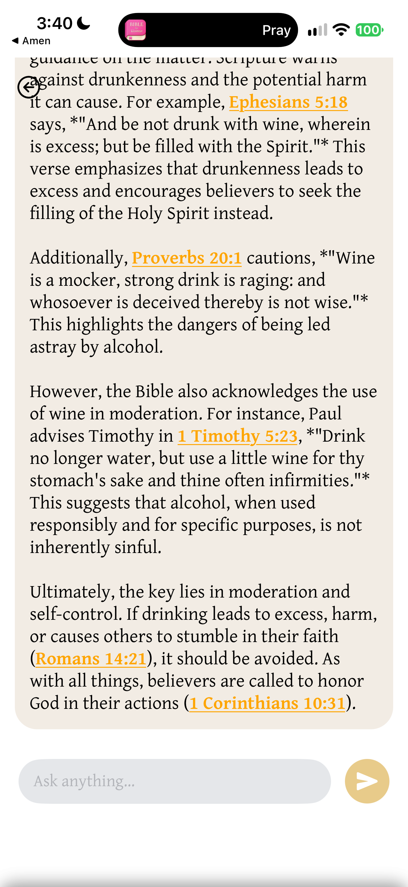 Alcohol and sin answer