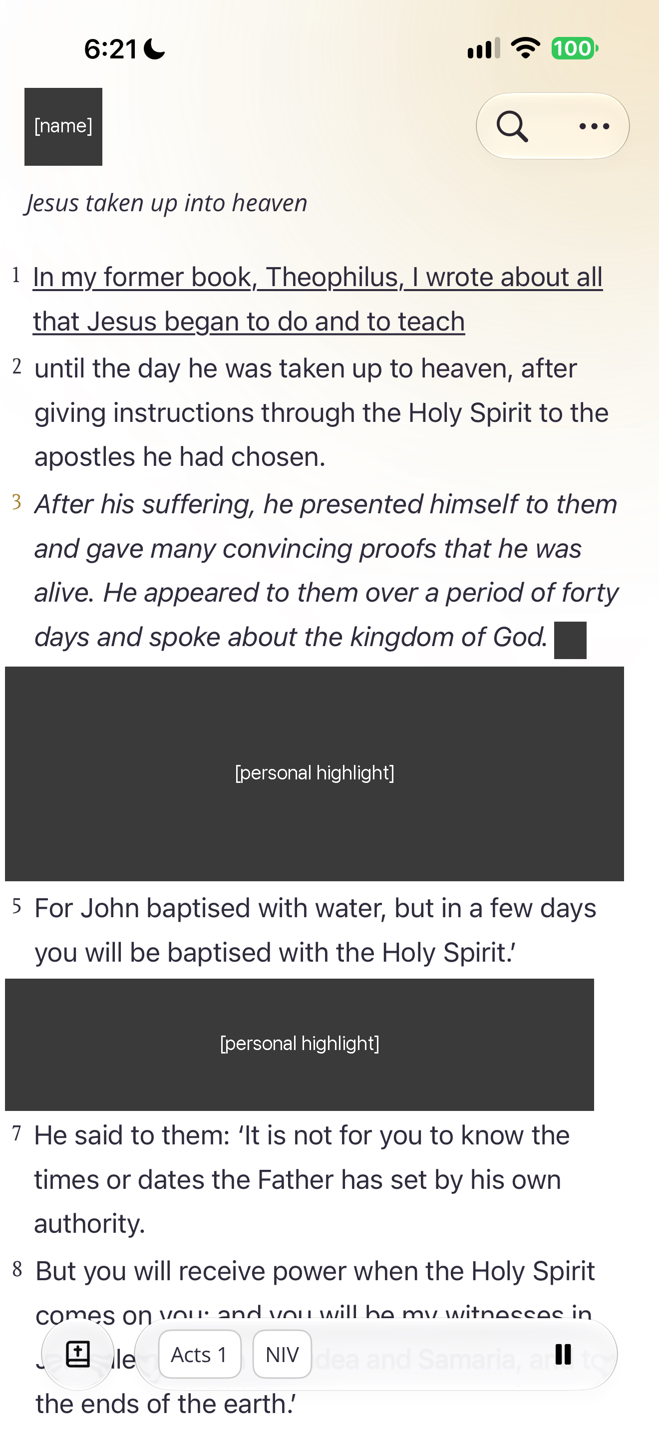Bible tab with playback