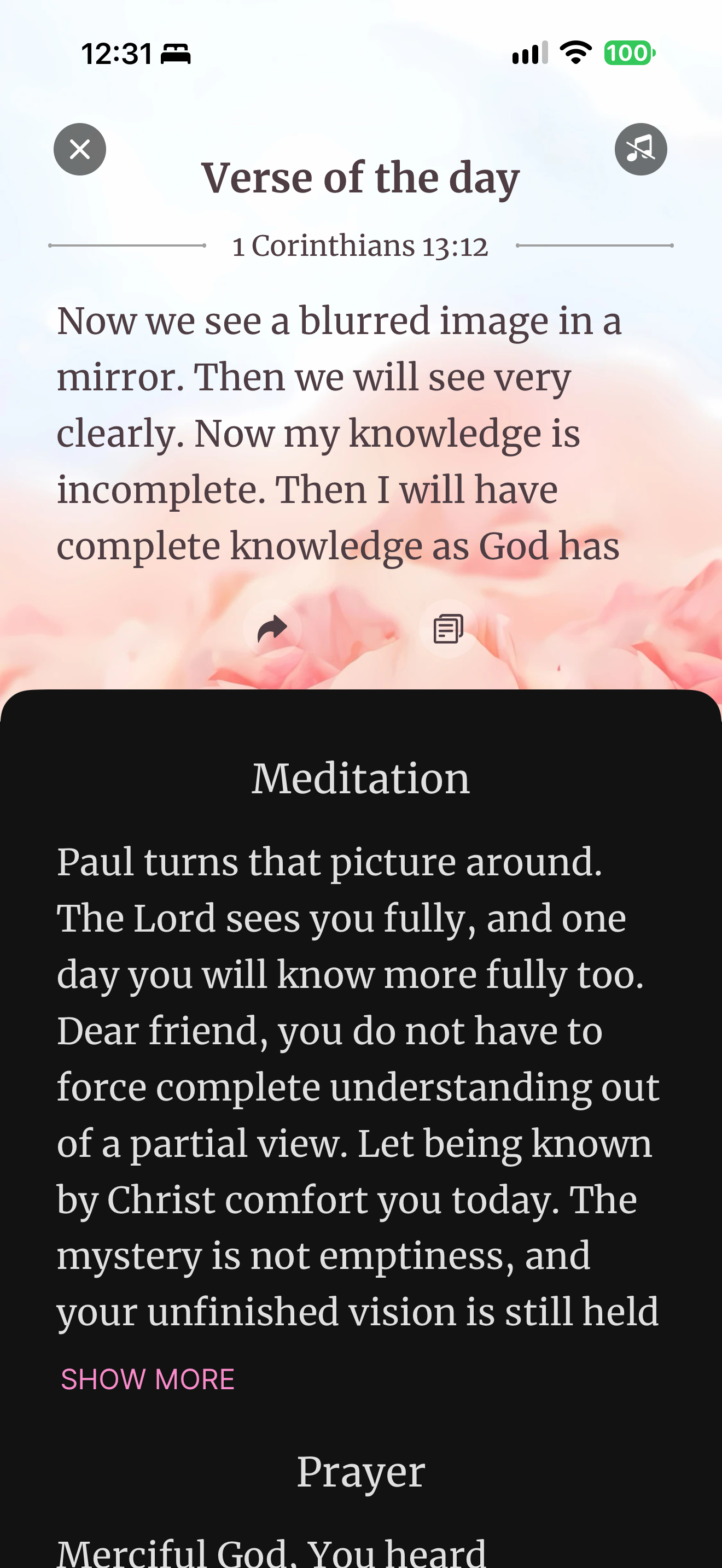 Morning prayer verse and meditation