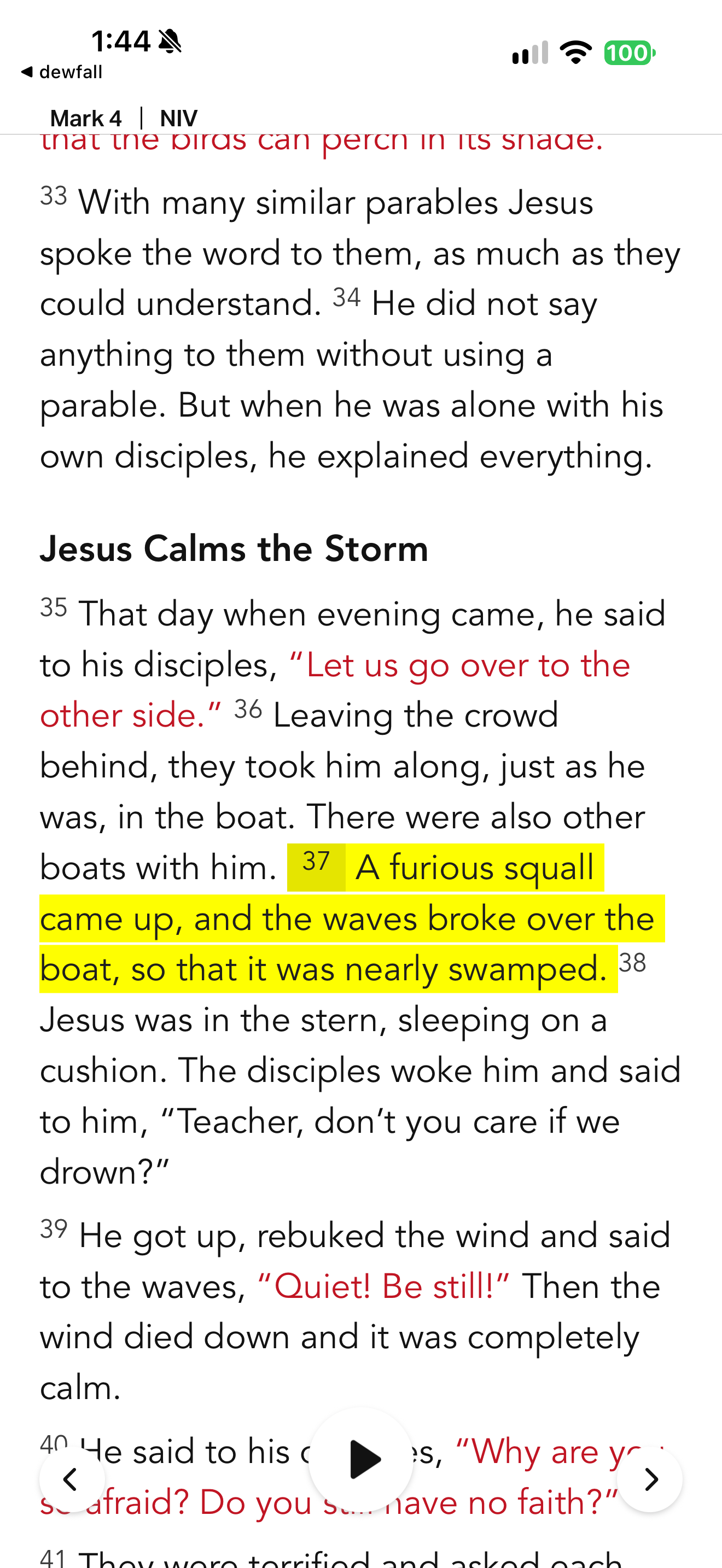 Yellow verse highlight