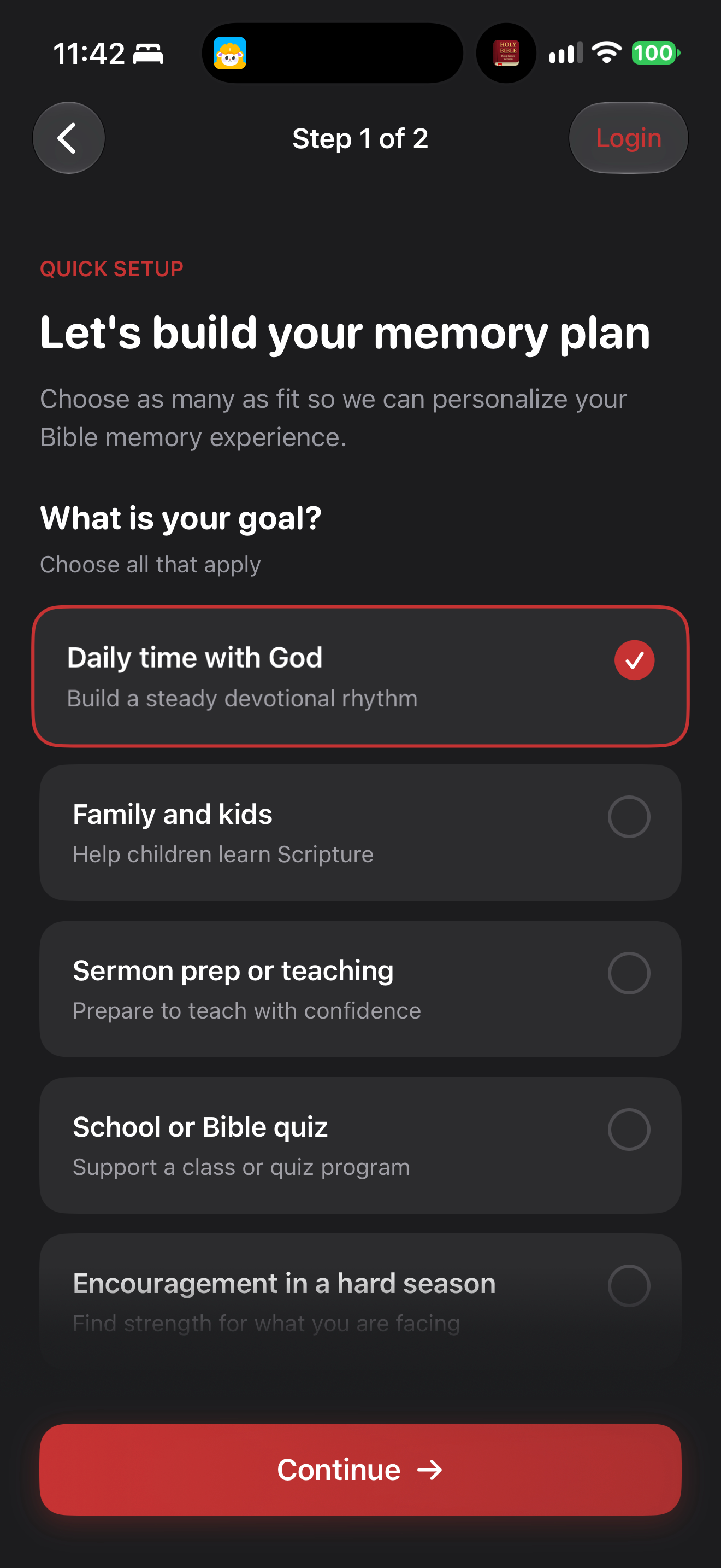 Memory-plan goal options