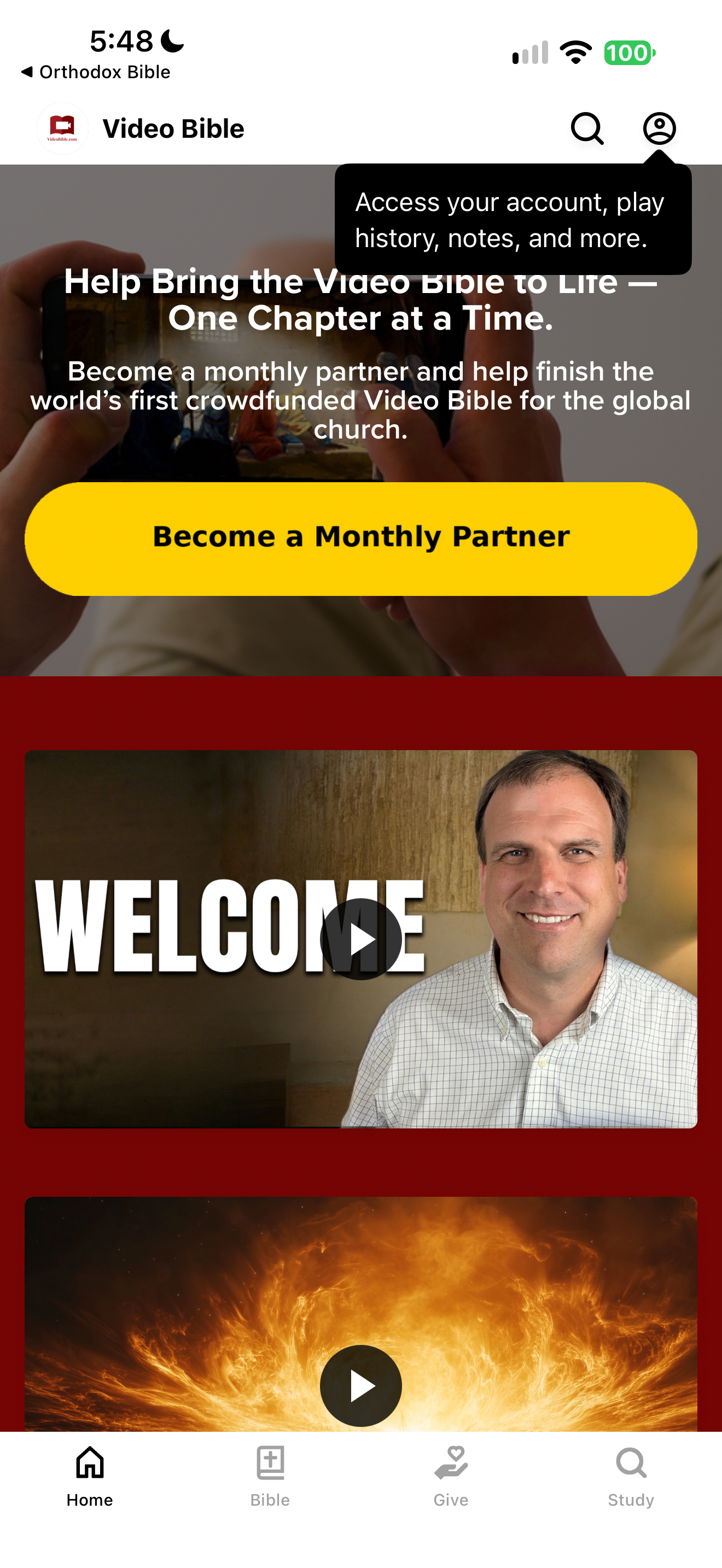 Video Bible partnership home
