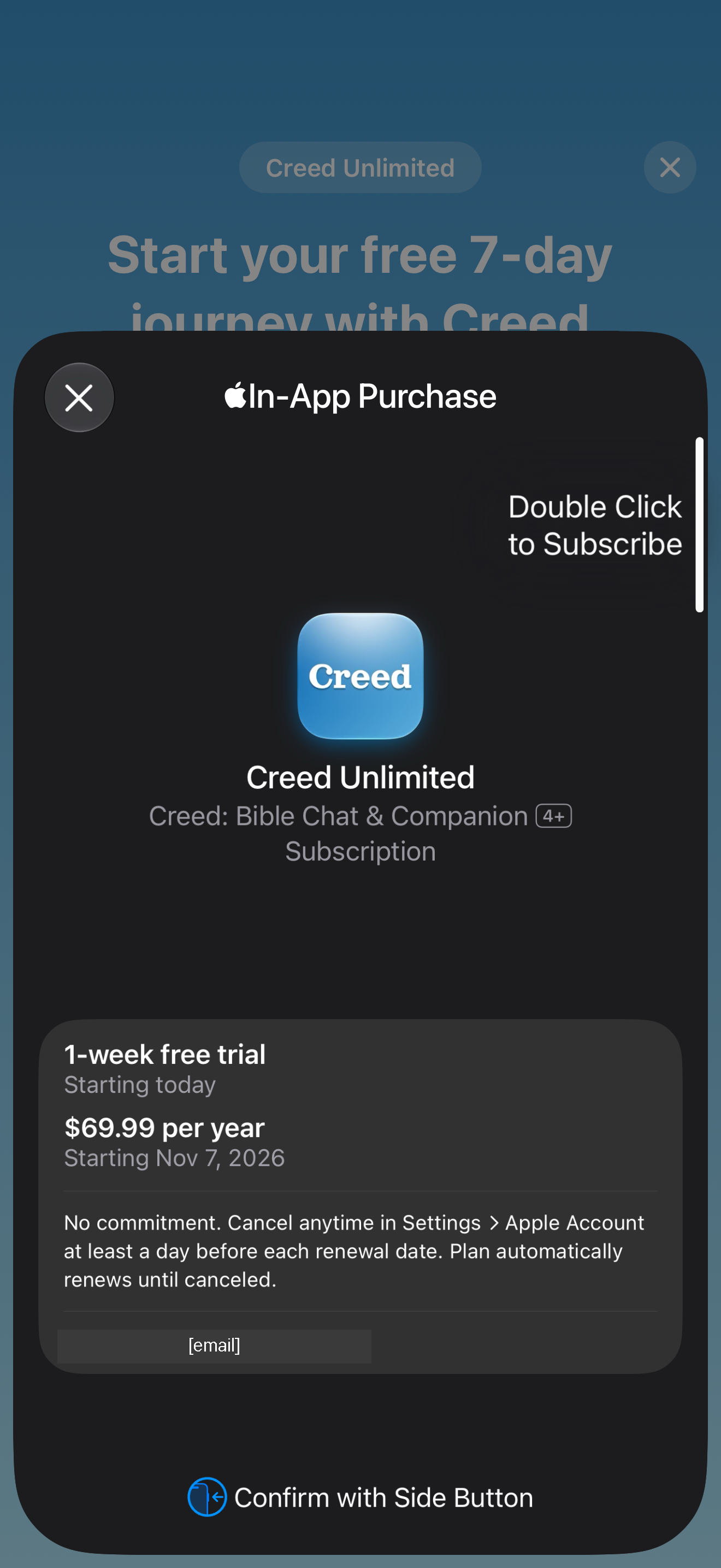 Apple purchase sheet for the trial