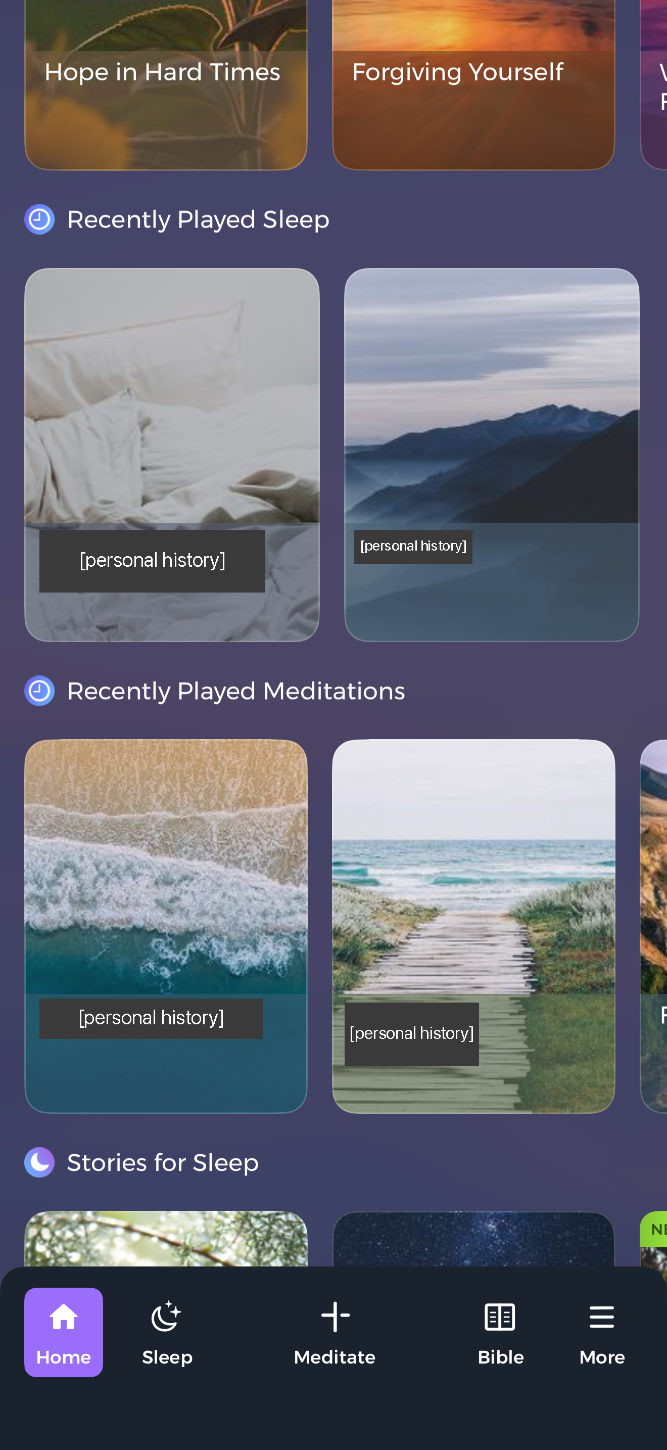 Home scrolled: recently played
