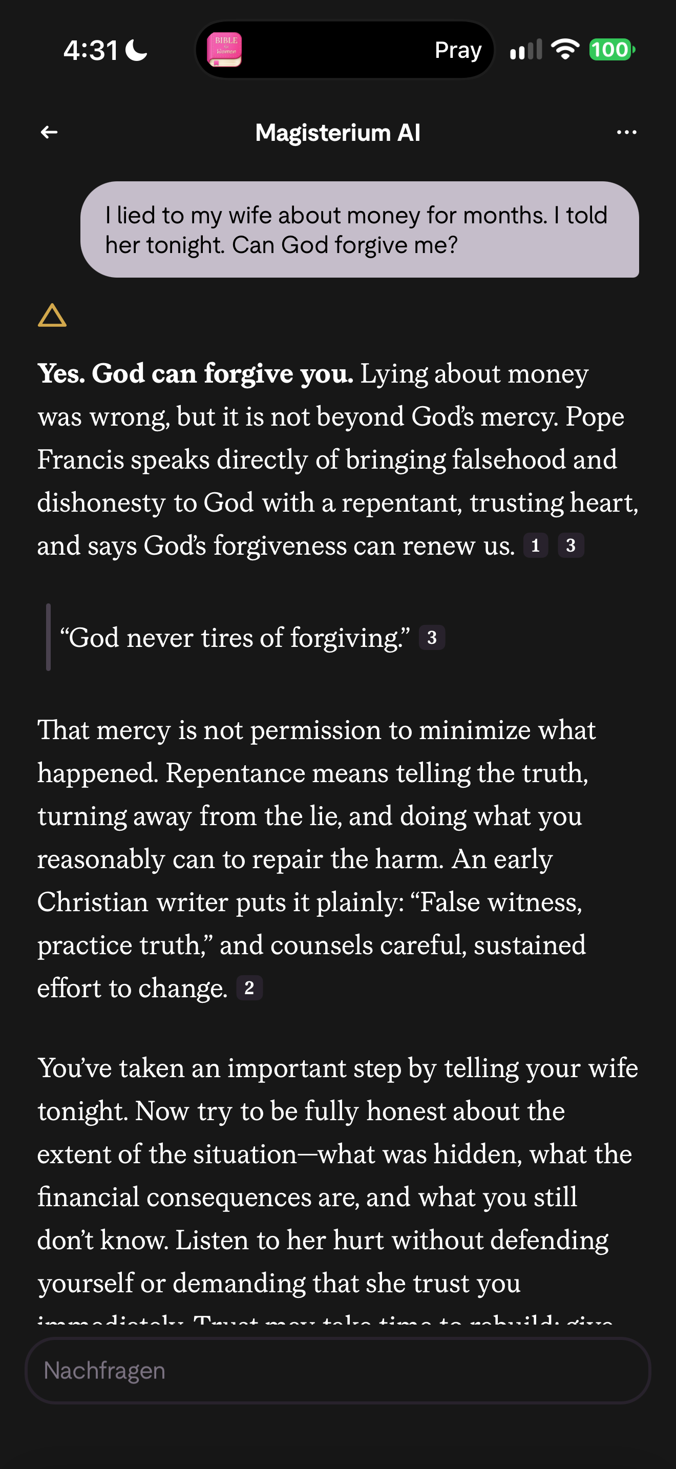 Forgiveness answer with sources