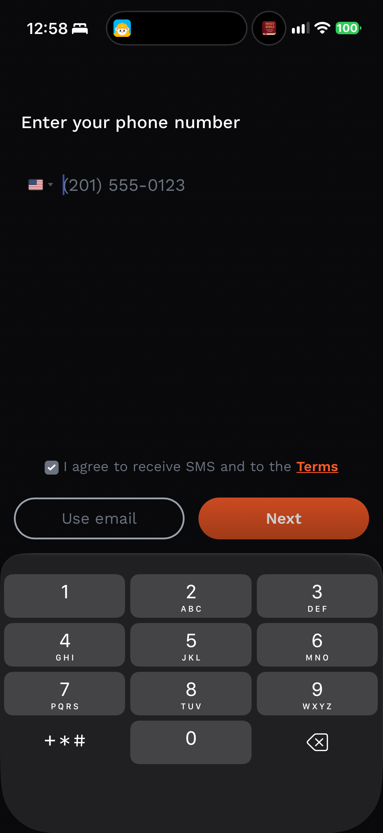 Phone sign-in entry