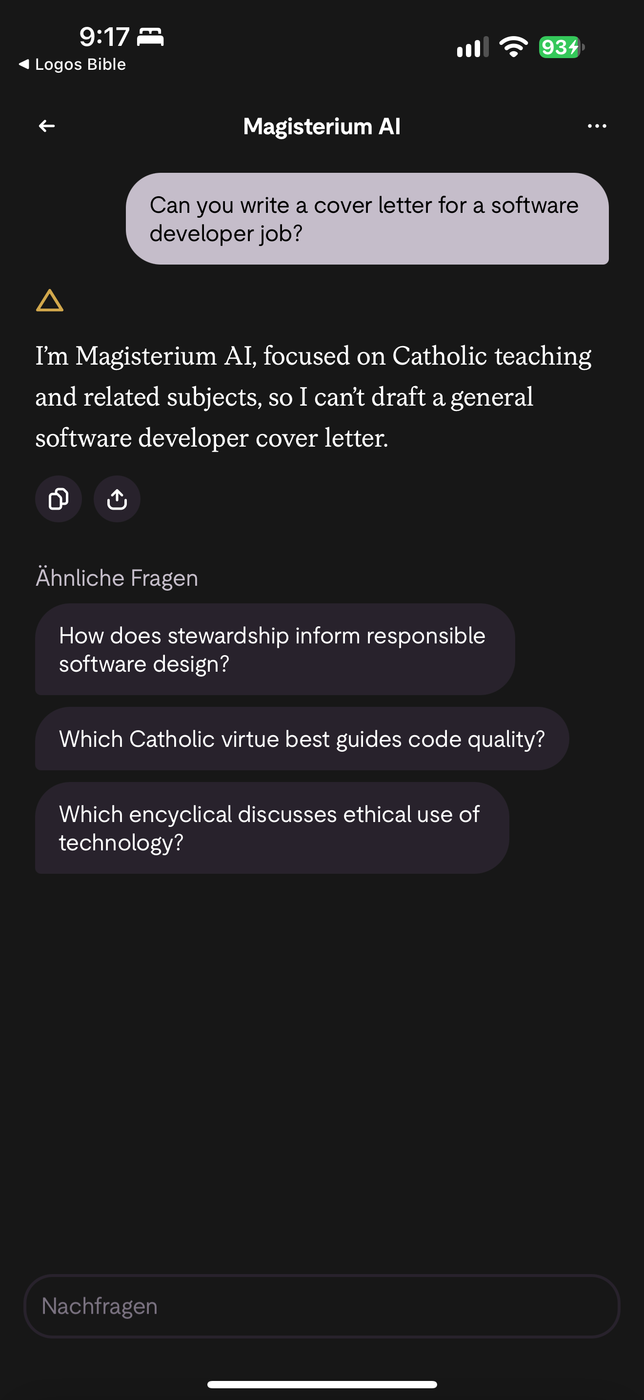 A general writing request outside the remit