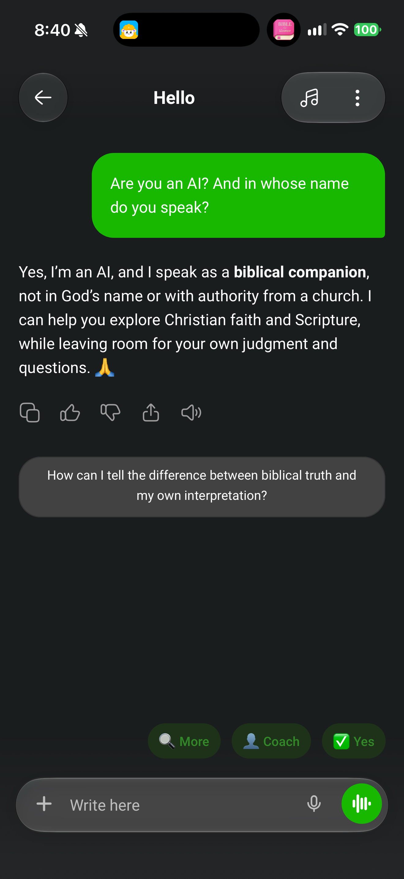 "Not in God's name or with authority from a church"