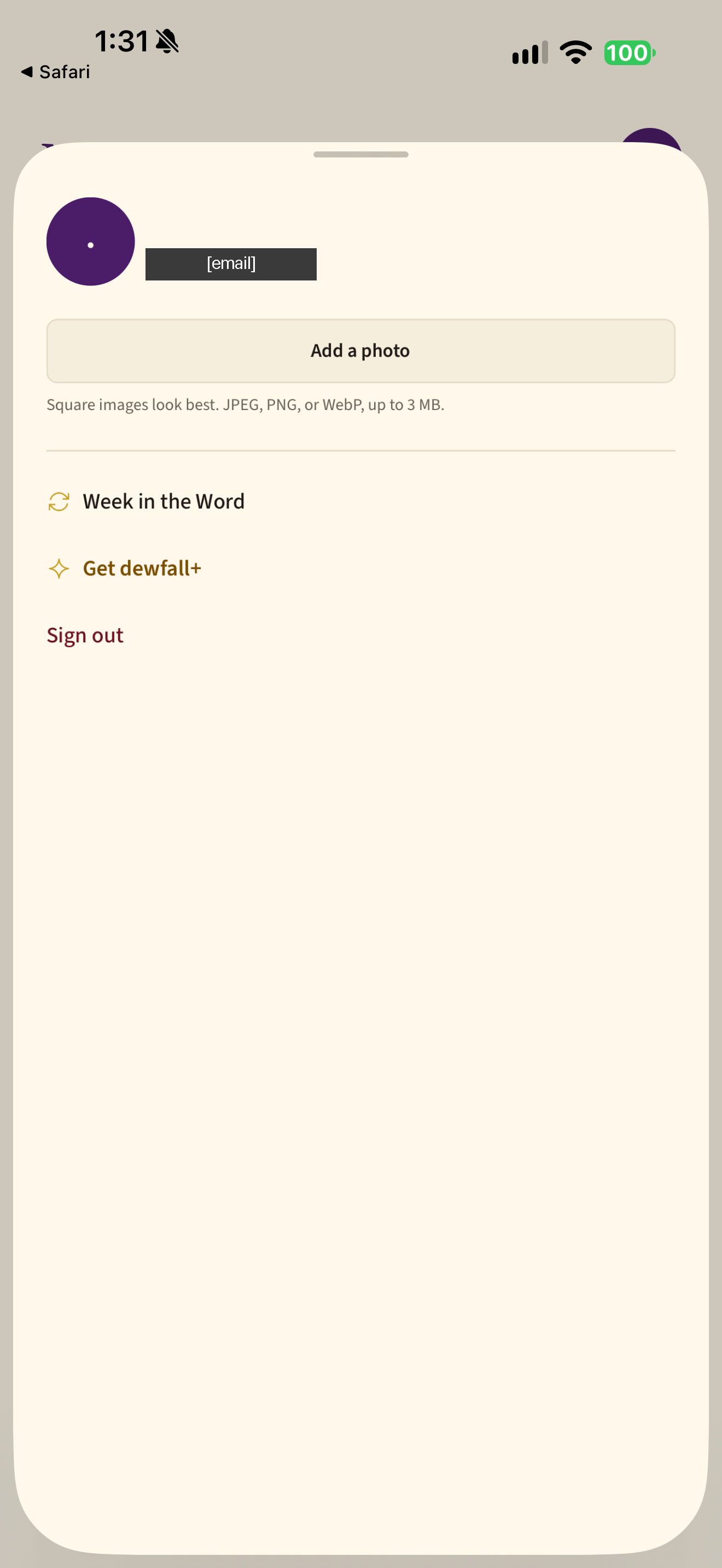 Account sheet
