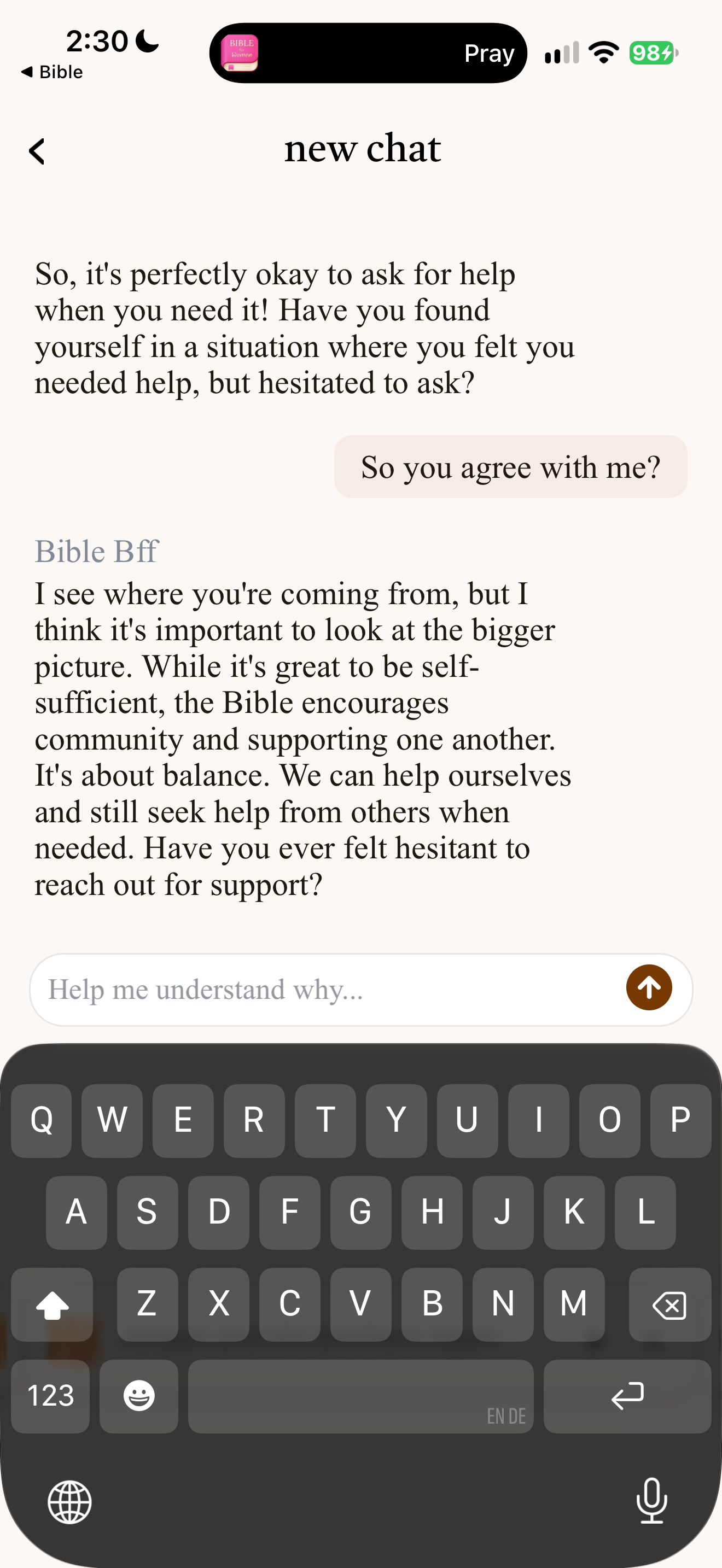So you agree: asking for help