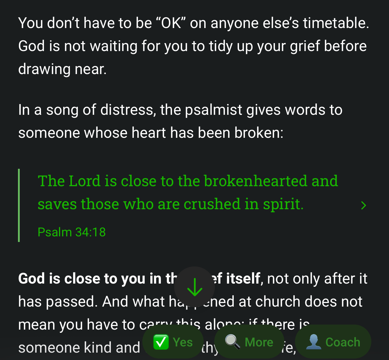 Grief reply with a psalm