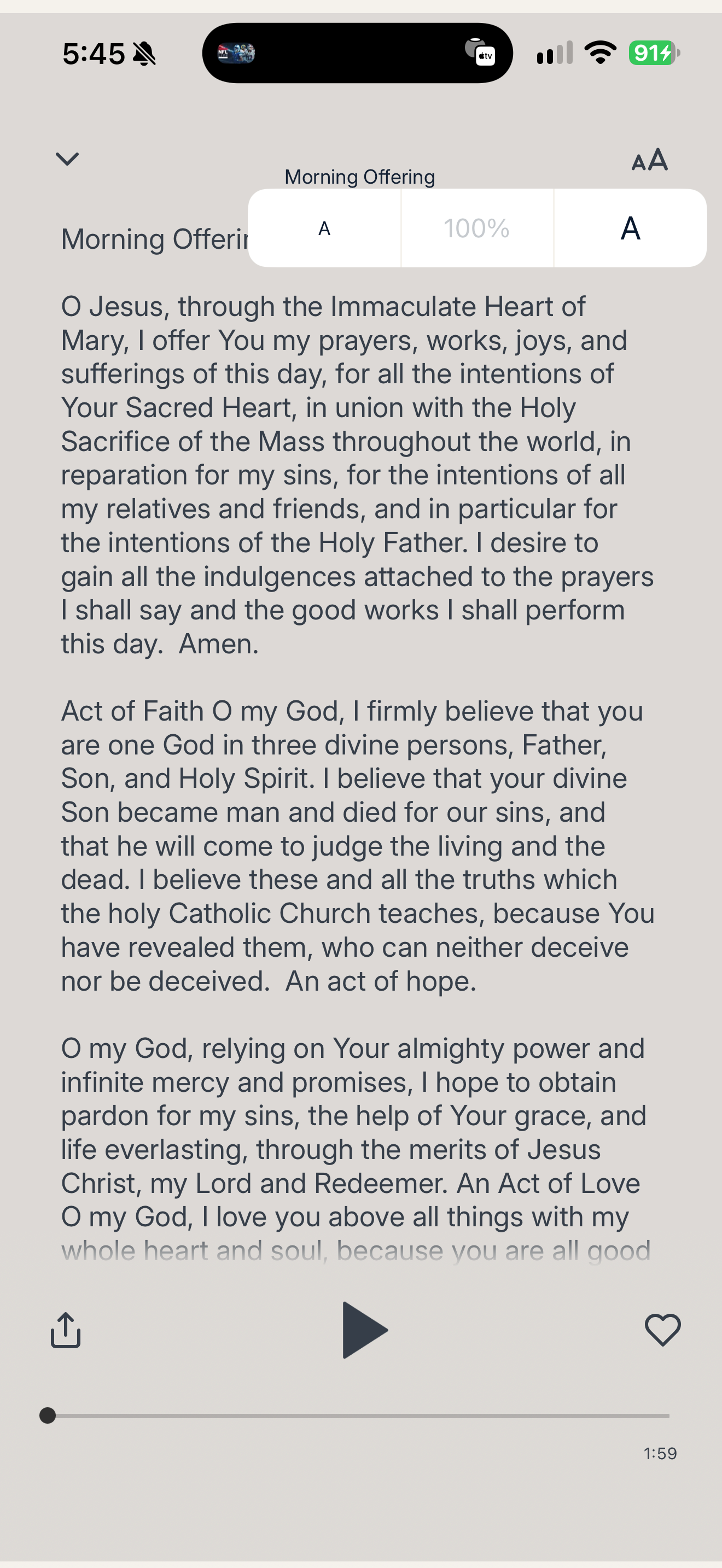 Morning Offering text size