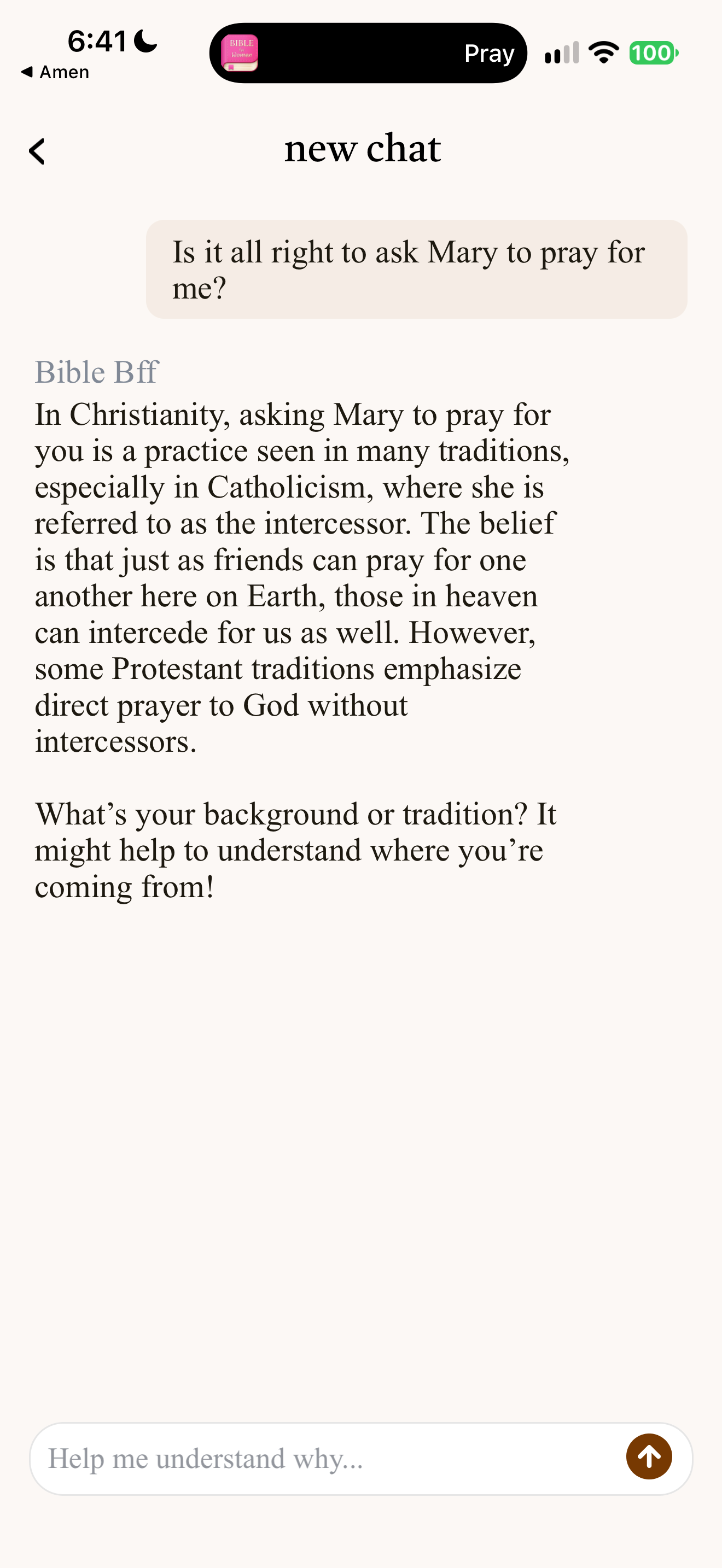 Asking Mary to pray