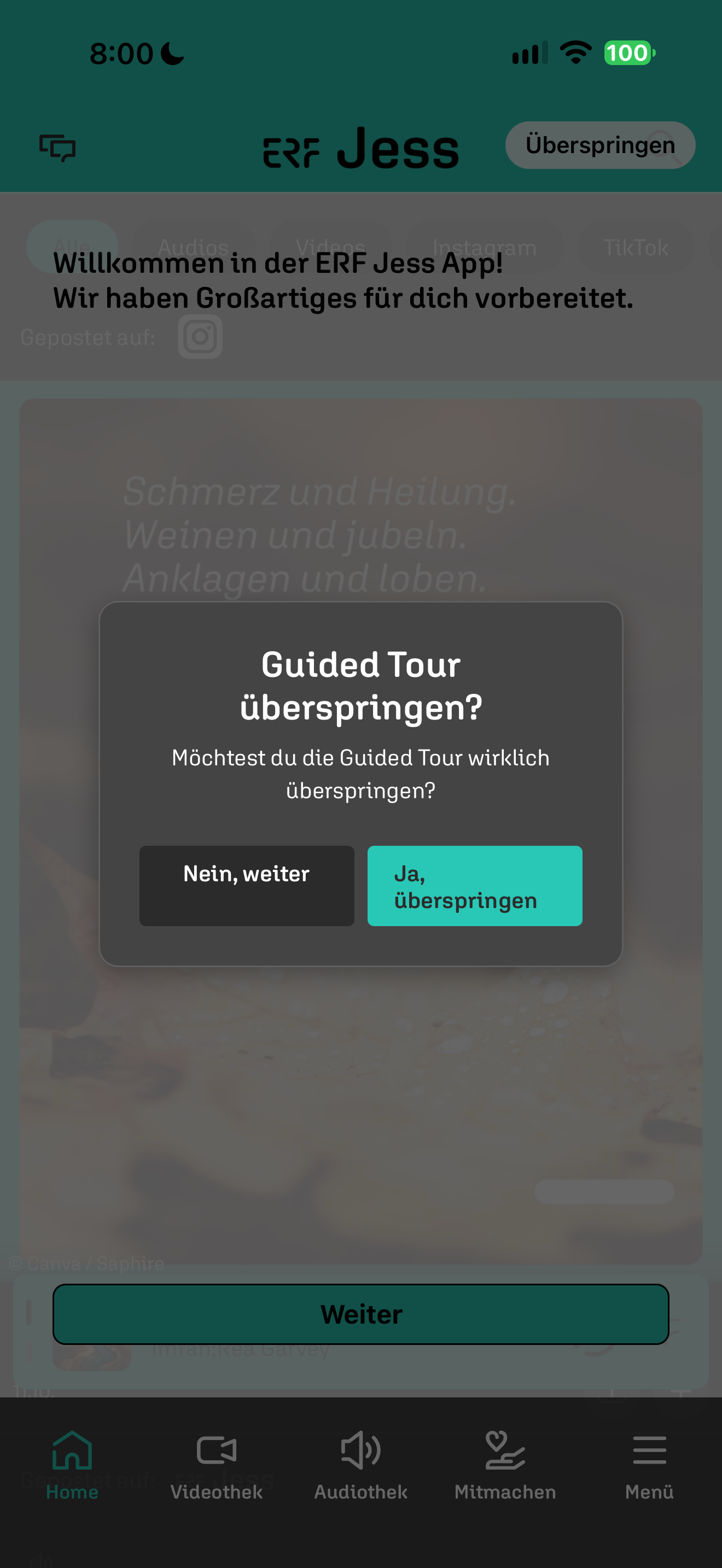 Skip tour confirmation