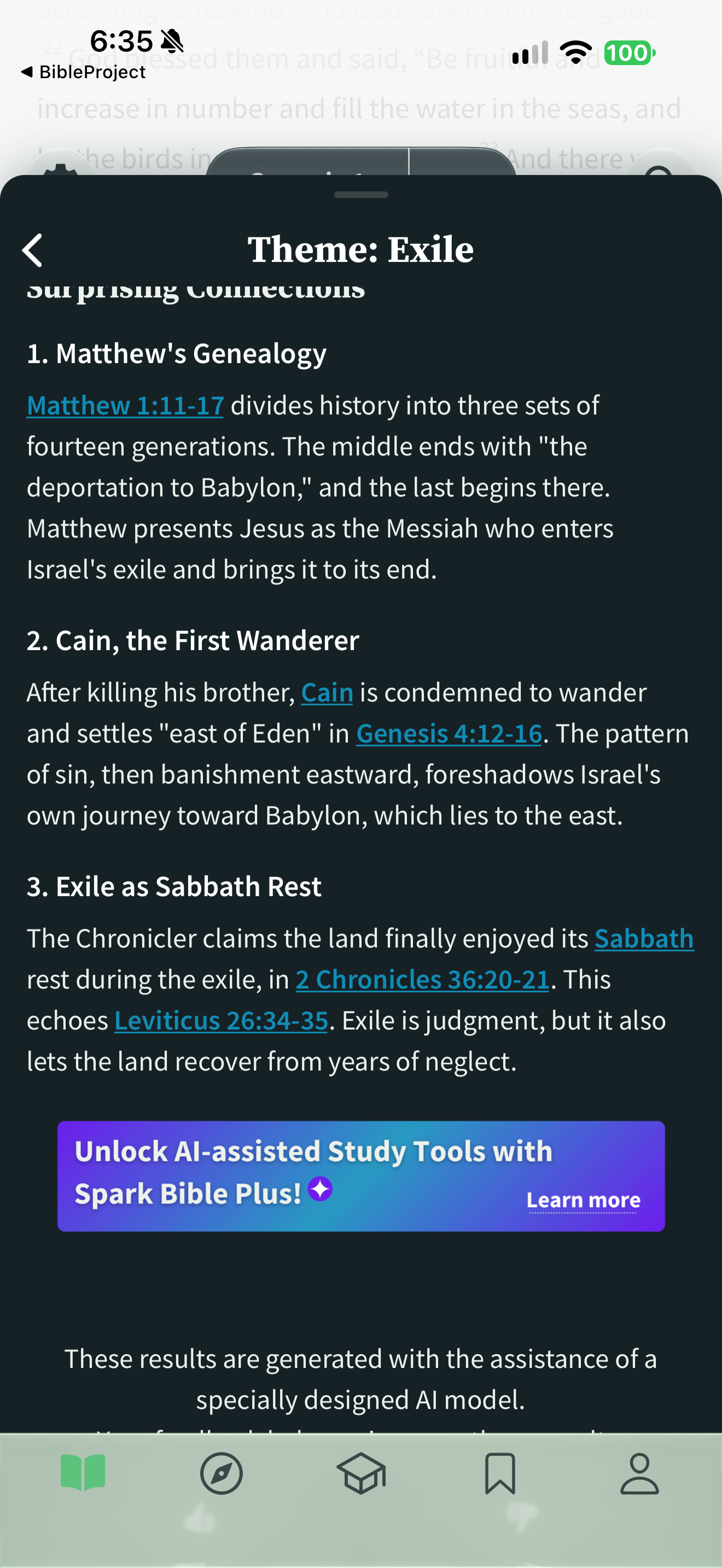 Spark Bible Exile theme