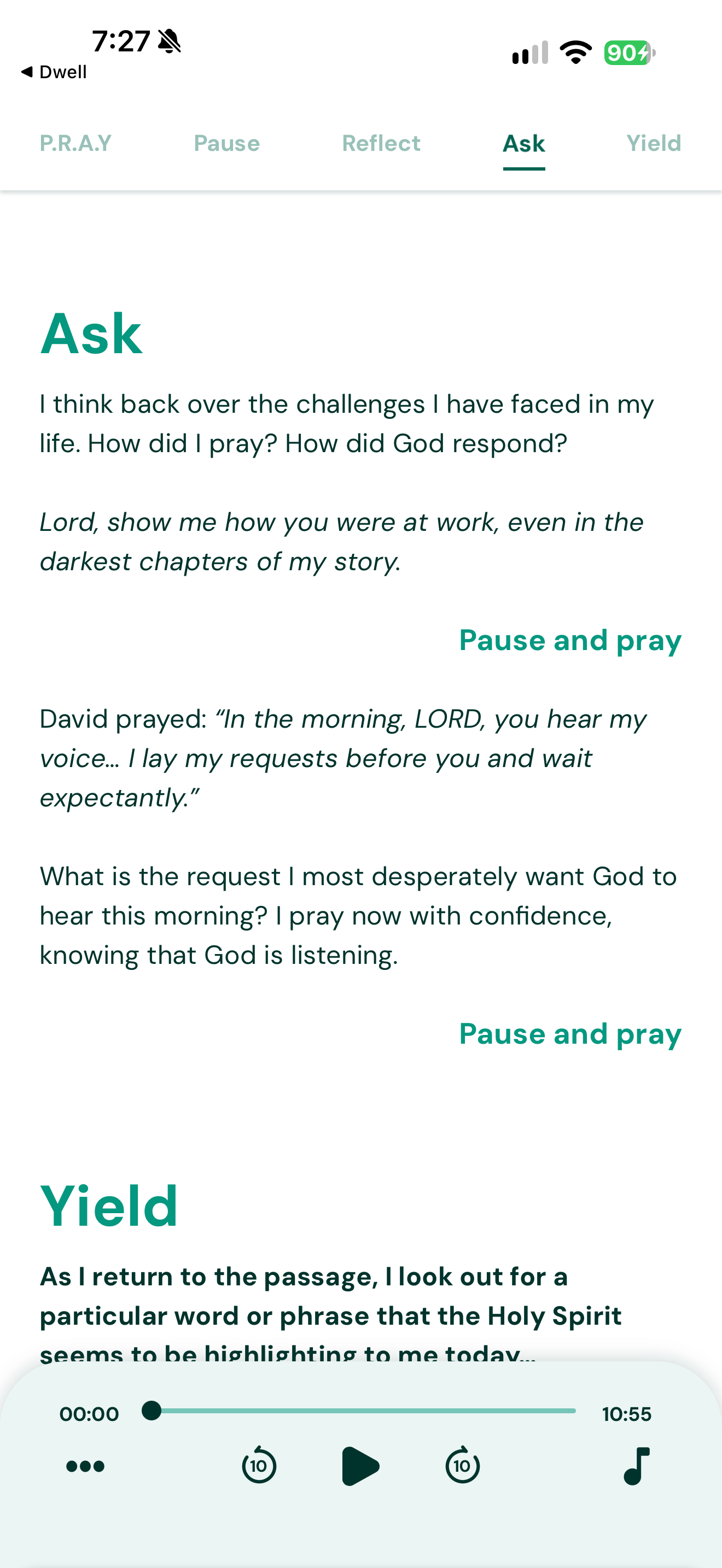 Guided asking pauses