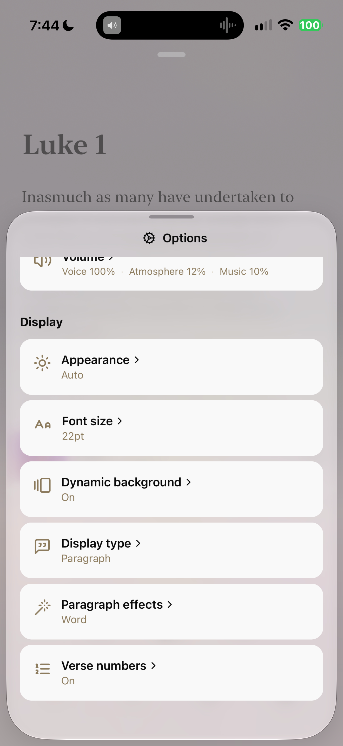 Text display options