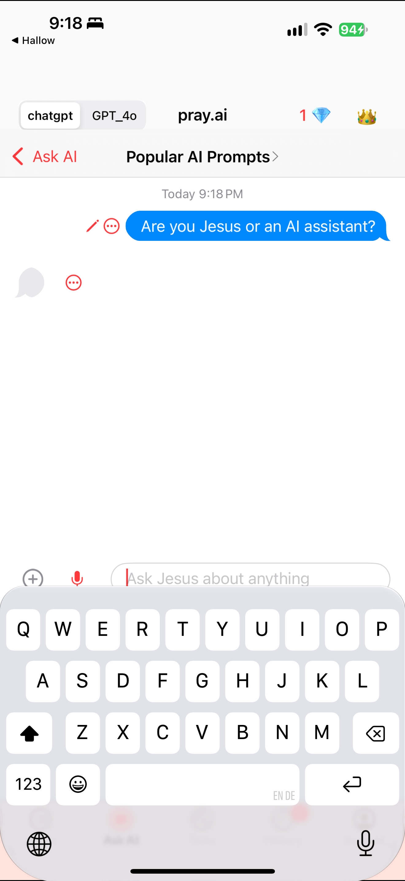 Persona query without visible answer