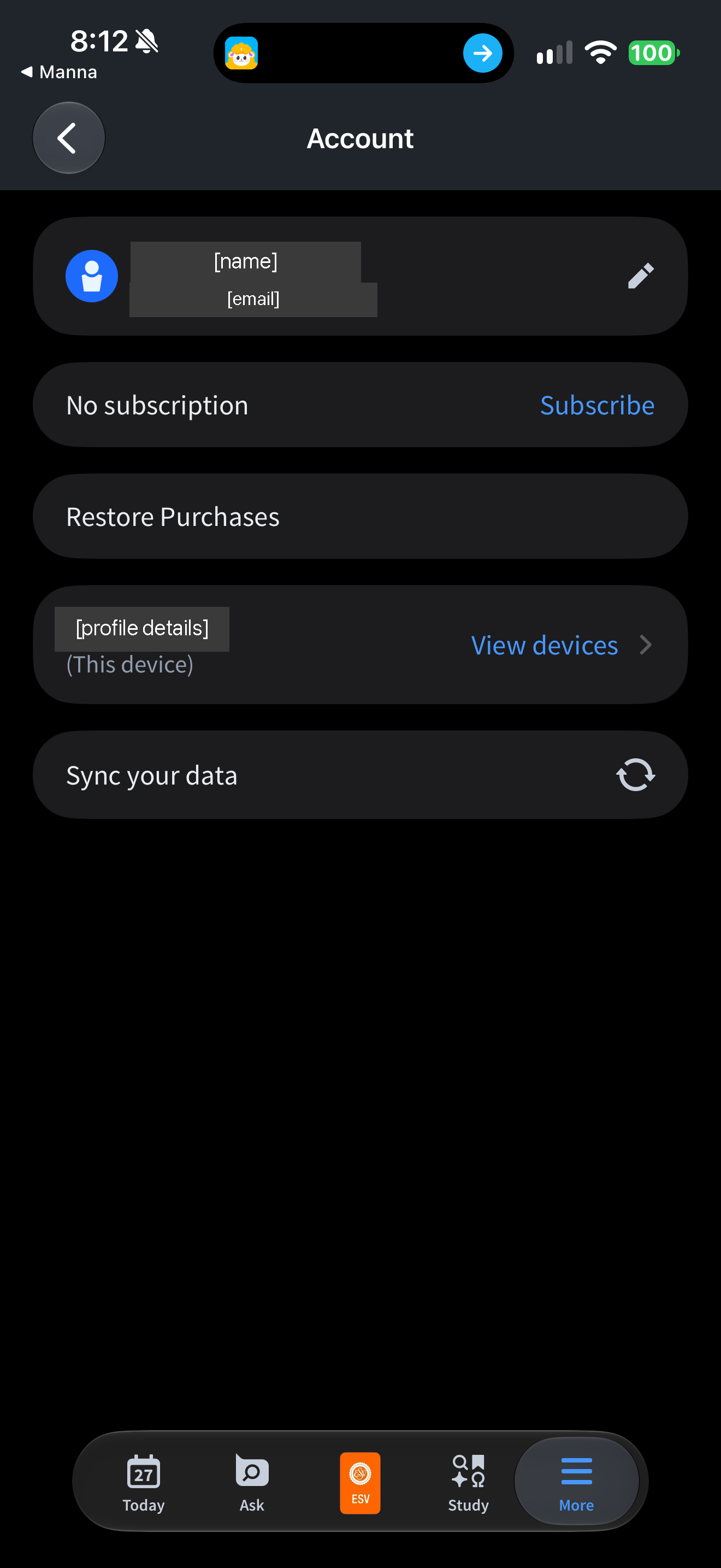 Account with no subscription