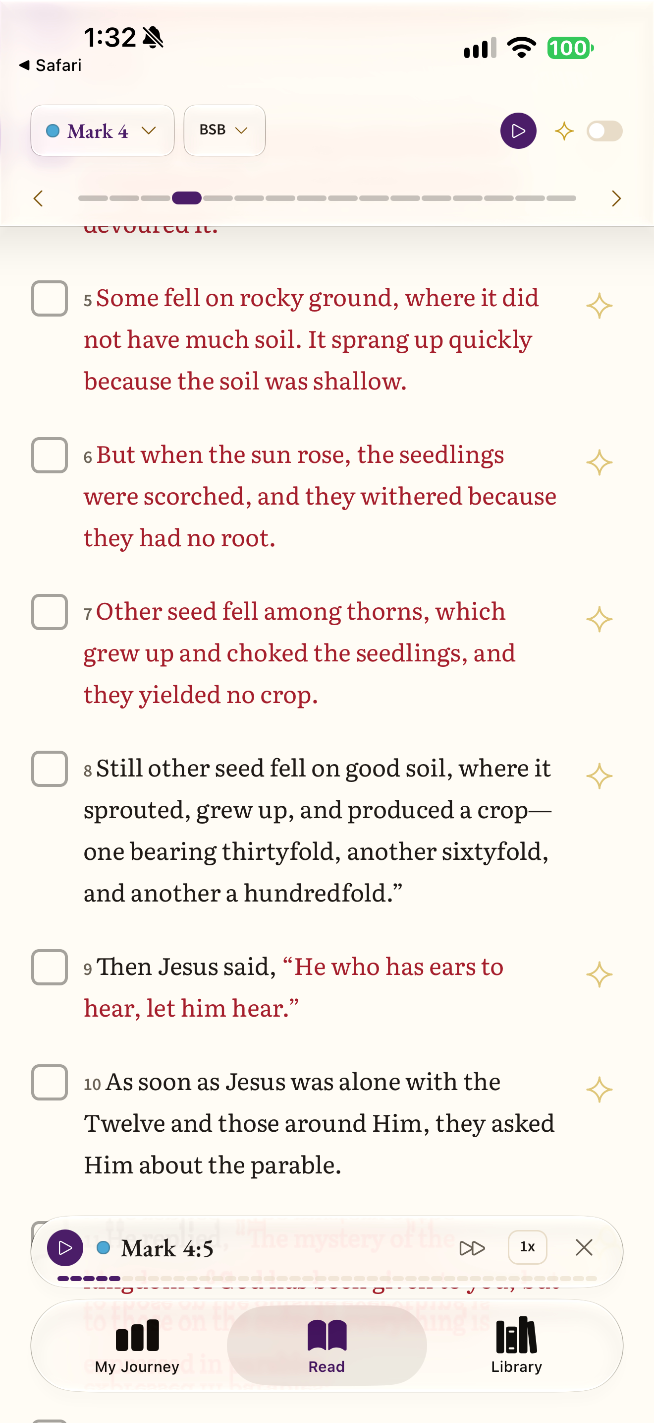 Bible audio paused
