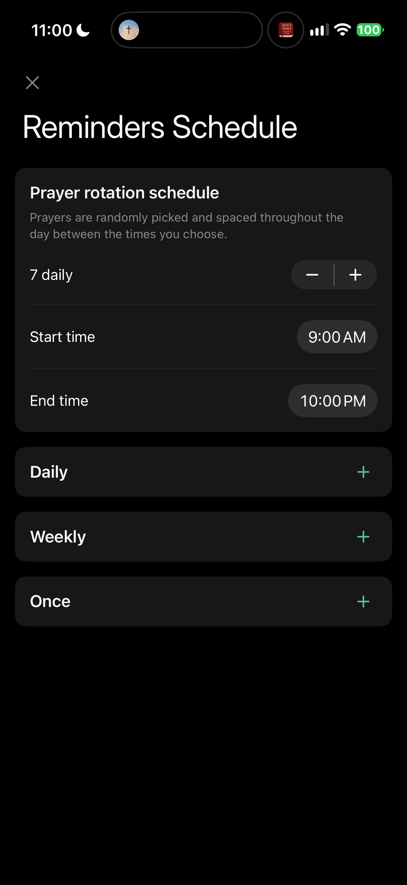 Prayer rotation schedule