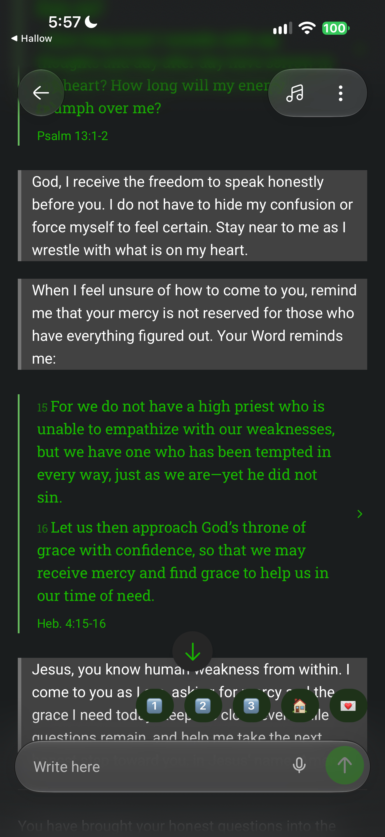 Prayer continues with Hebrews