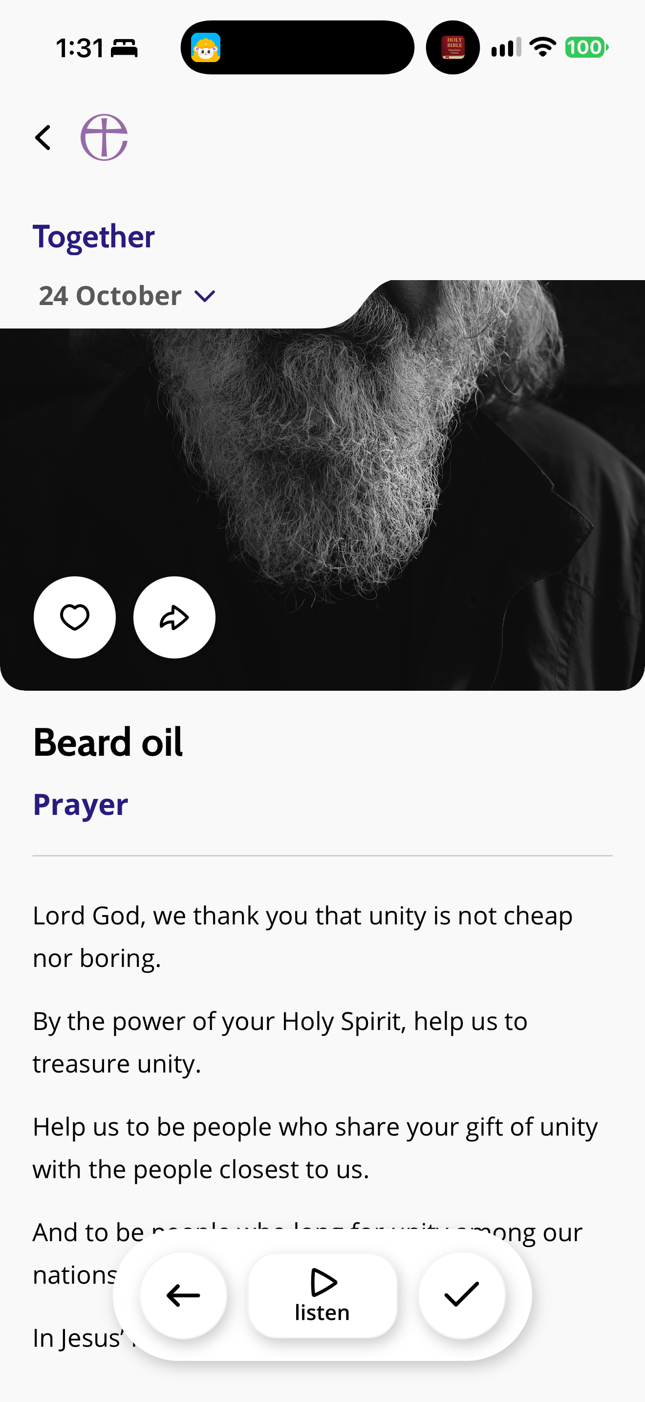Prayer with an explicit completion control