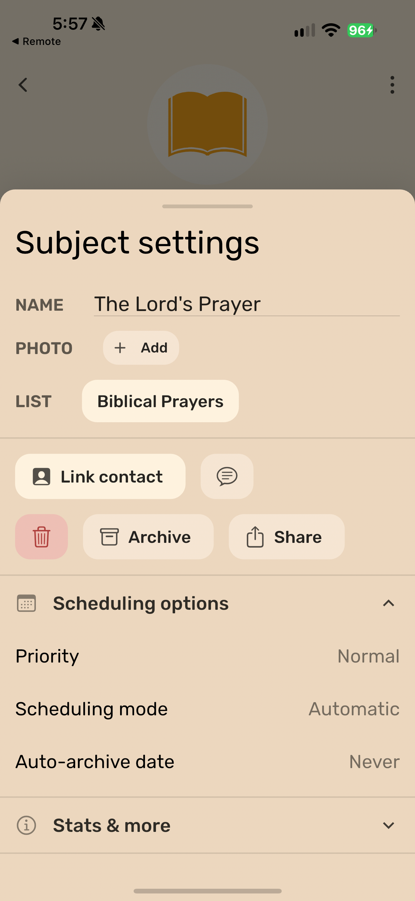 Built-in prayer scheduling