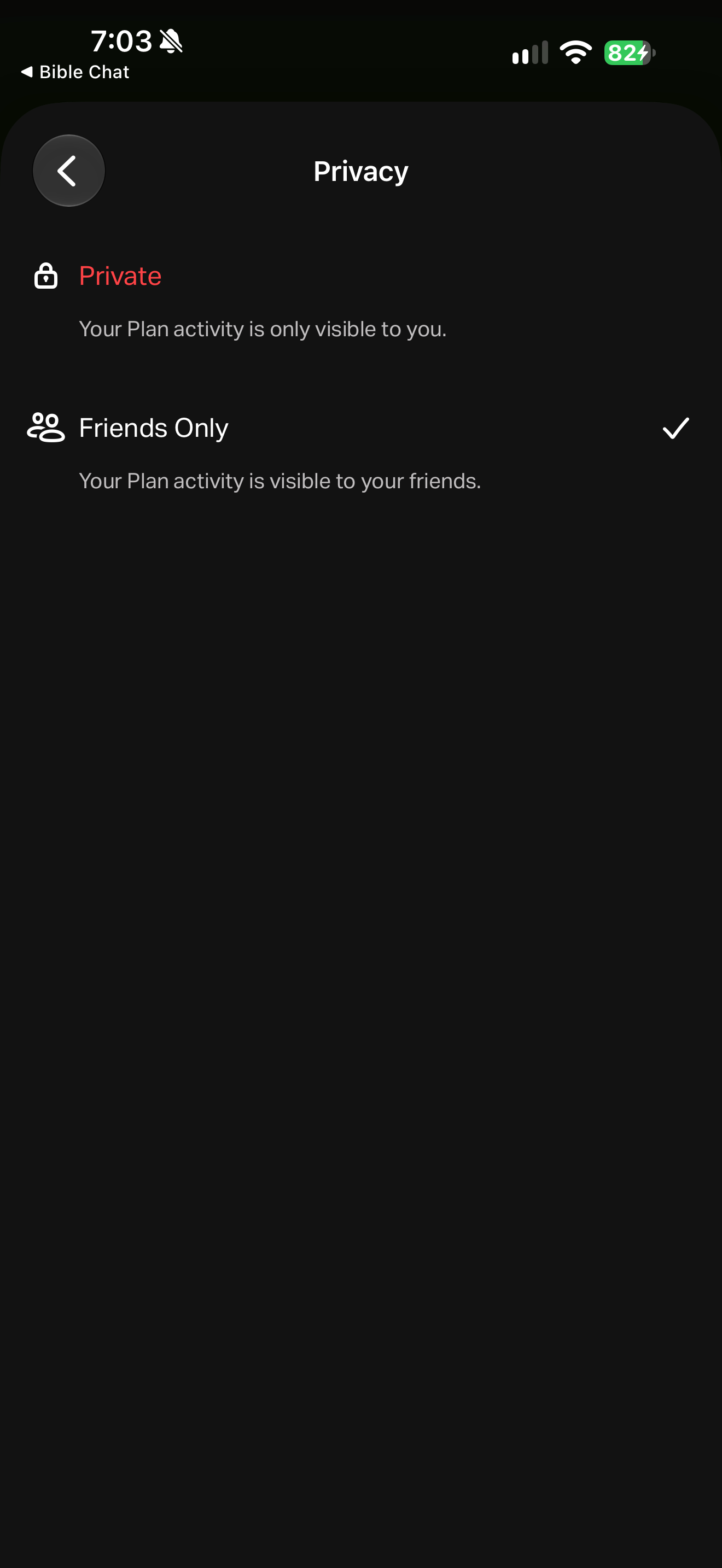 Plan privacy options