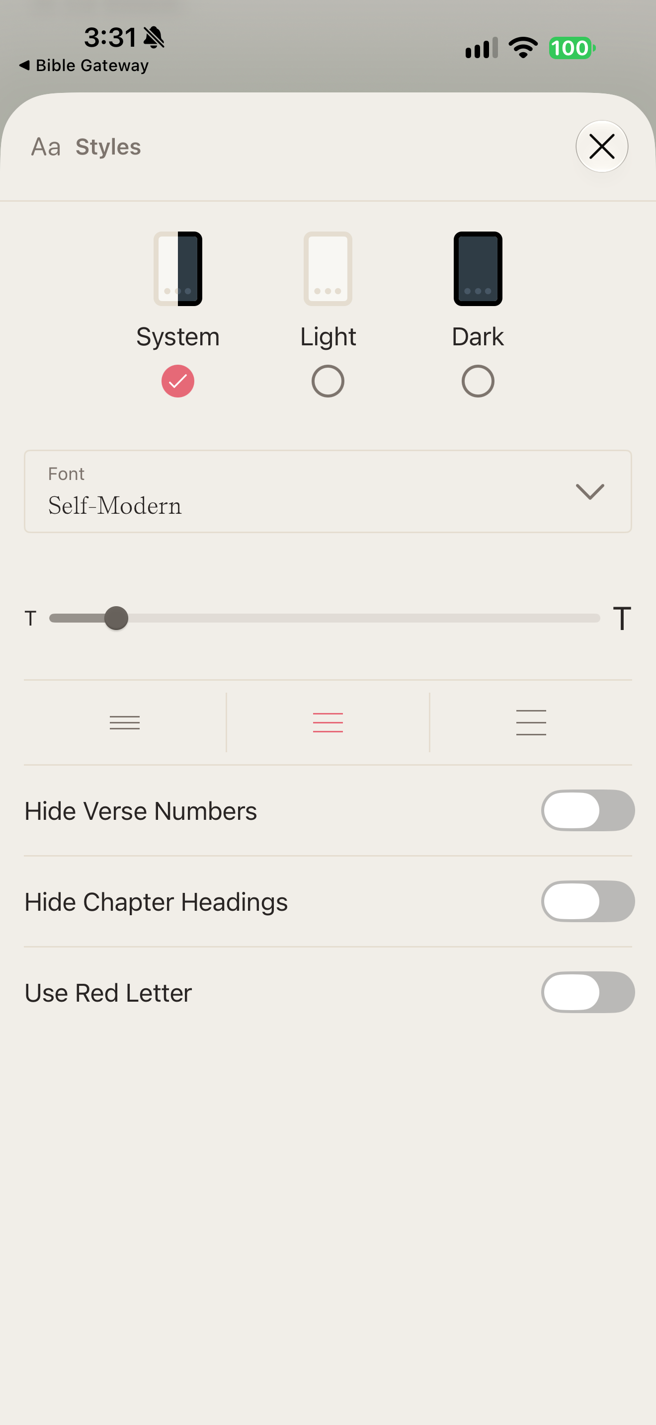 Reader styles