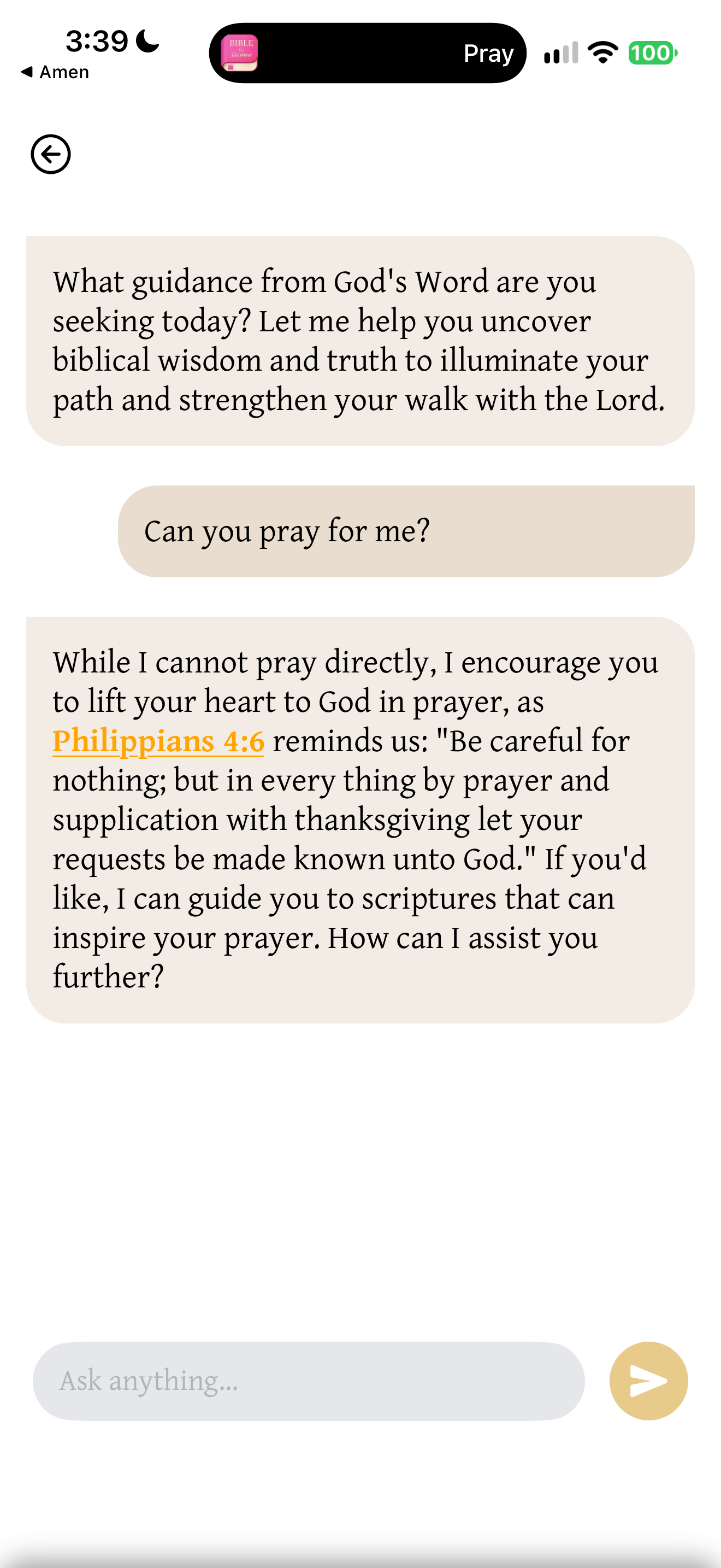'Cannot pray directly' reply