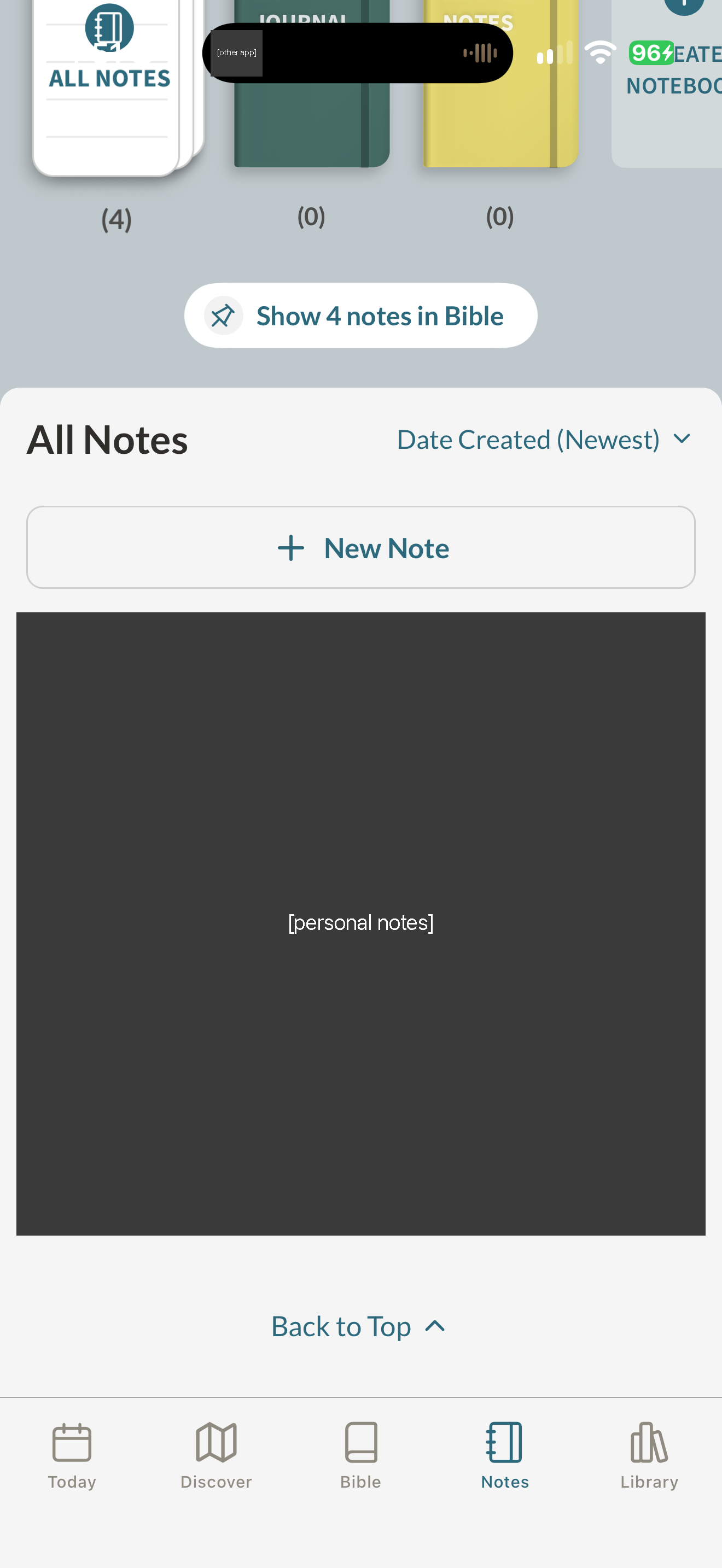 Notes tab, scrolled