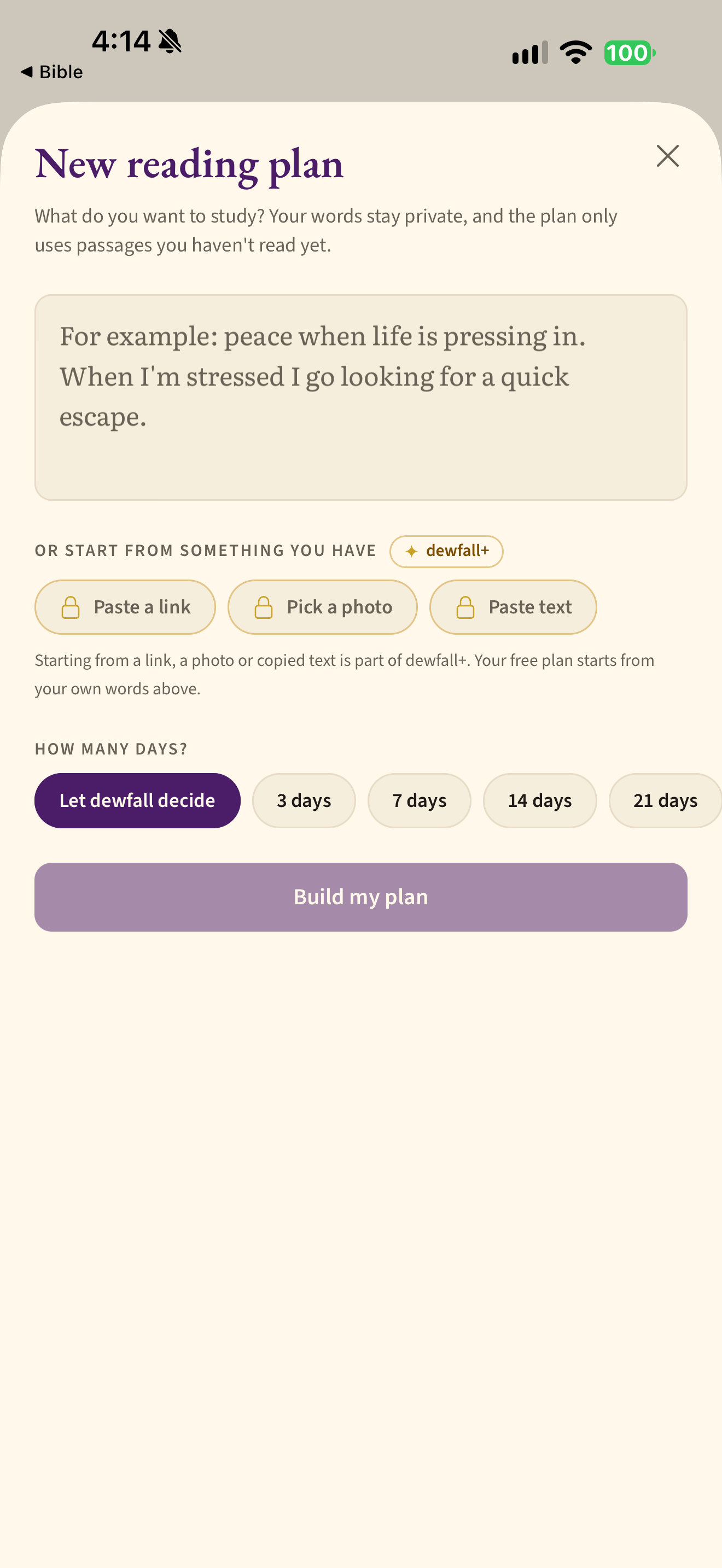 Blank reading-plan builder
