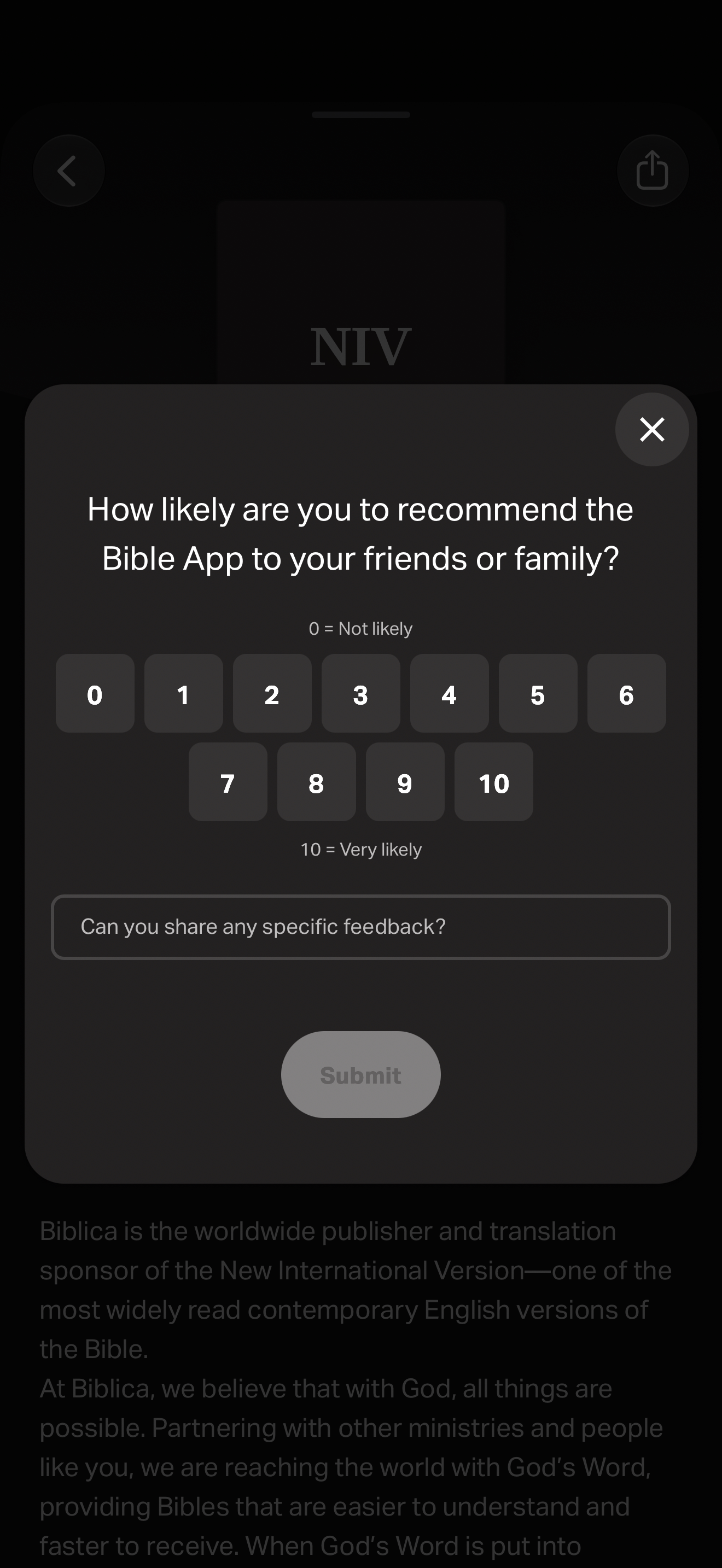 Unanswered feedback prompt