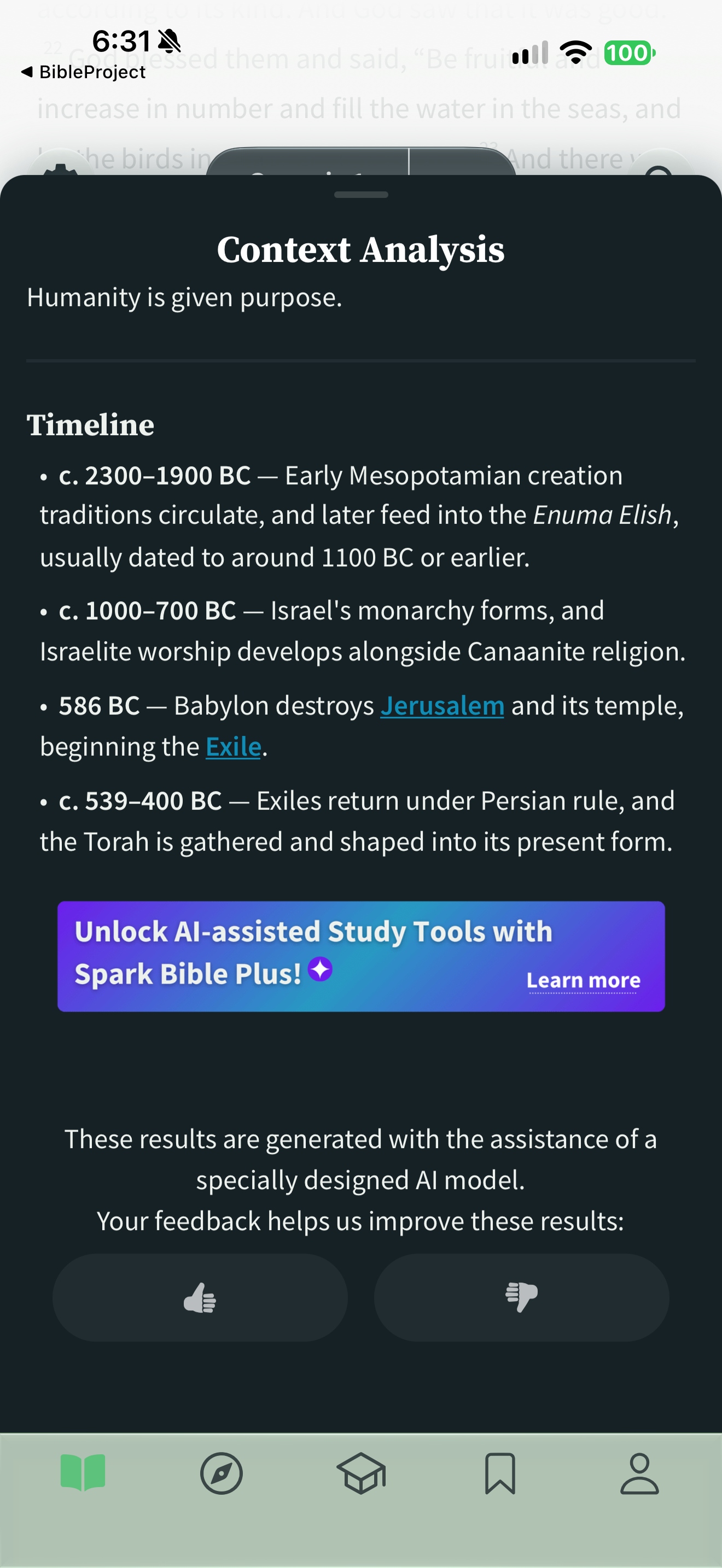 Spark Bible context-analysis disclosure