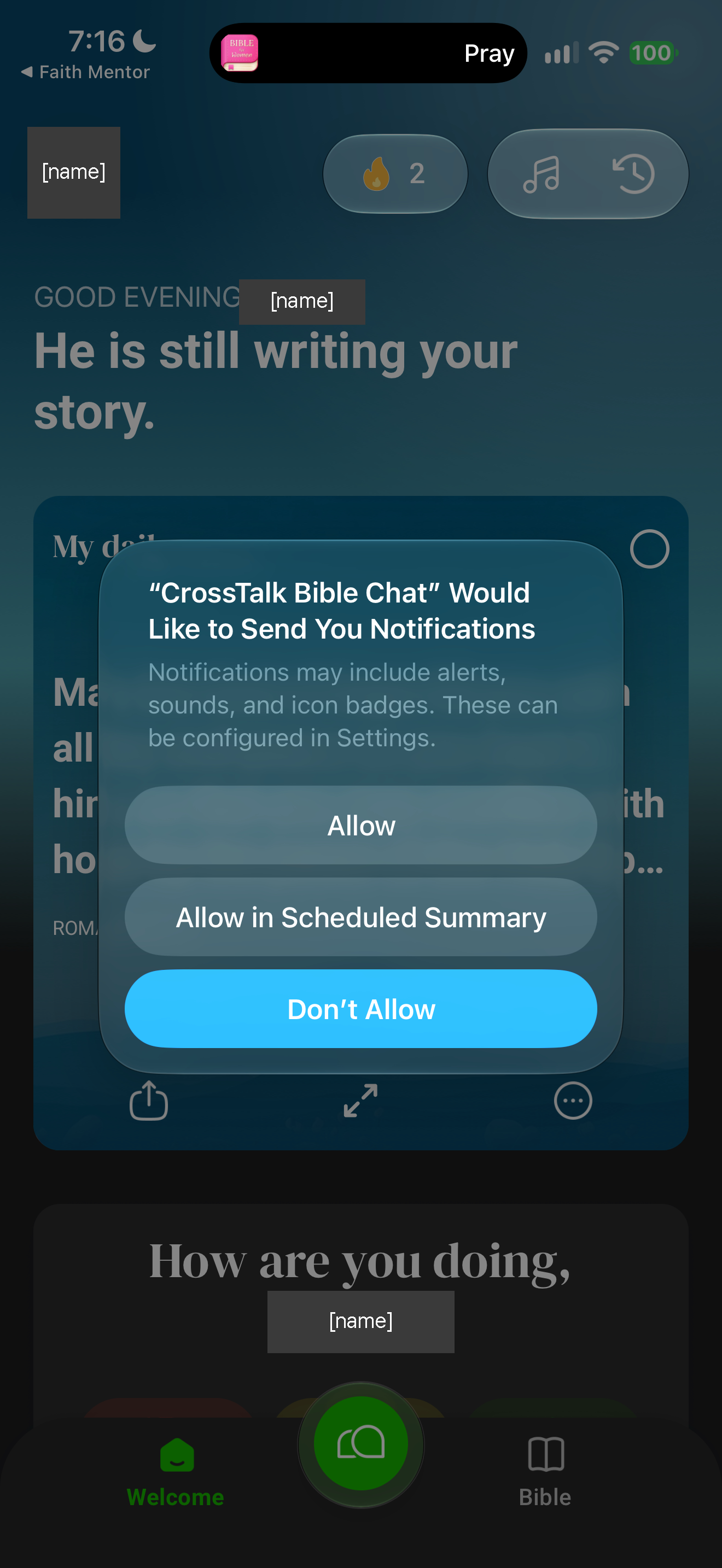 Notification prompt on launch
