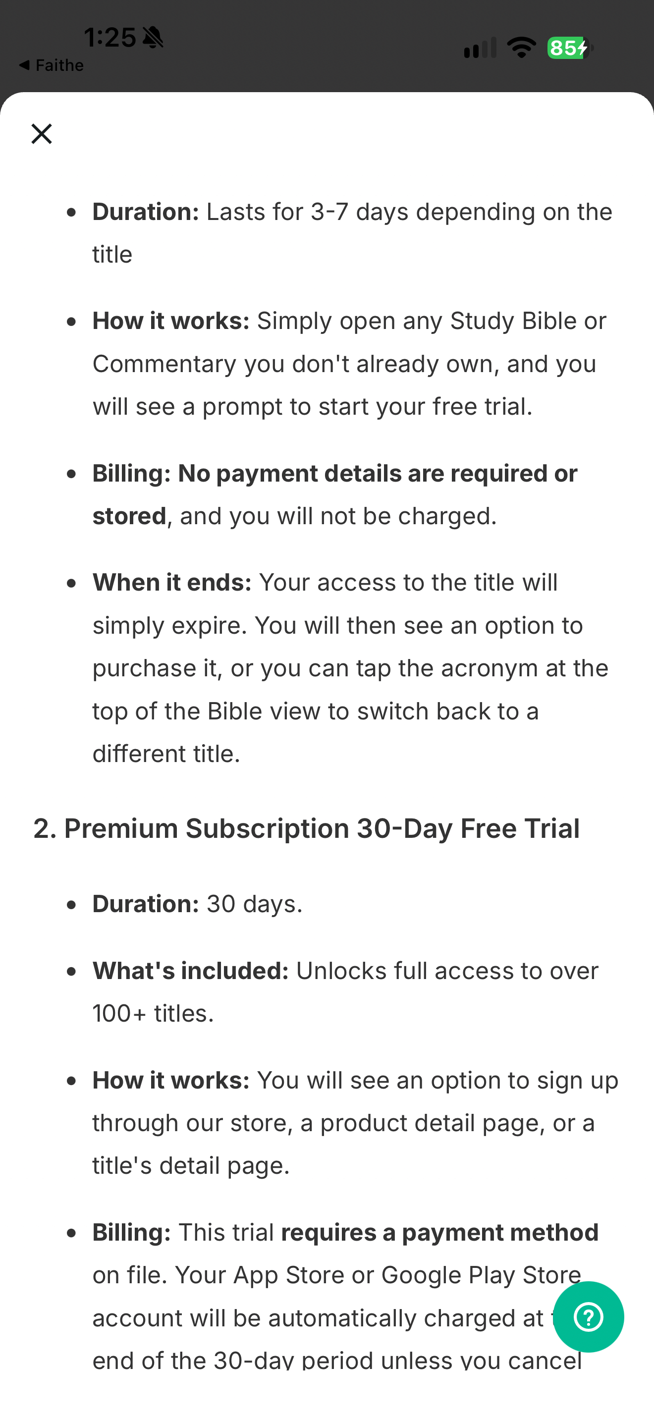 Resource preview and subscription terms