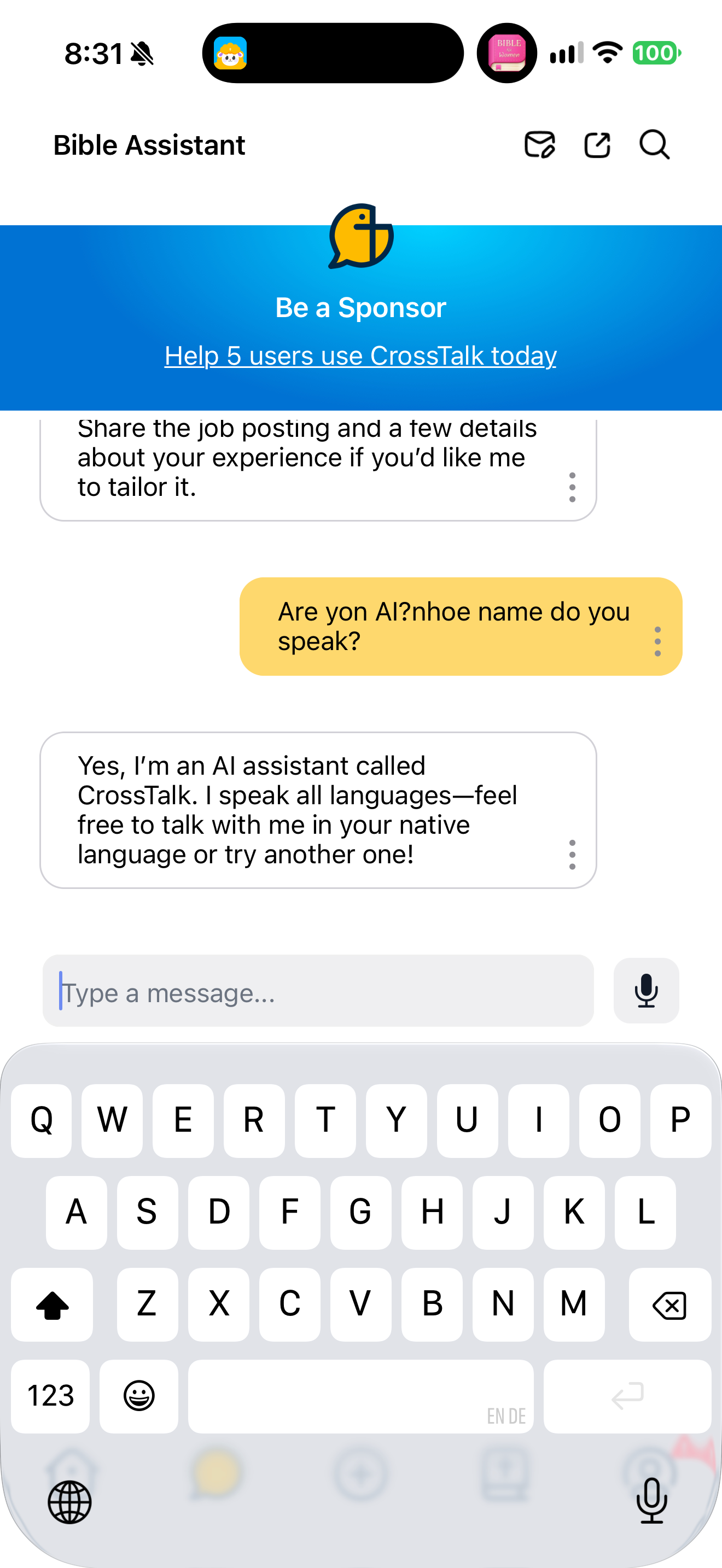 AI disclosure under a sponsor banner