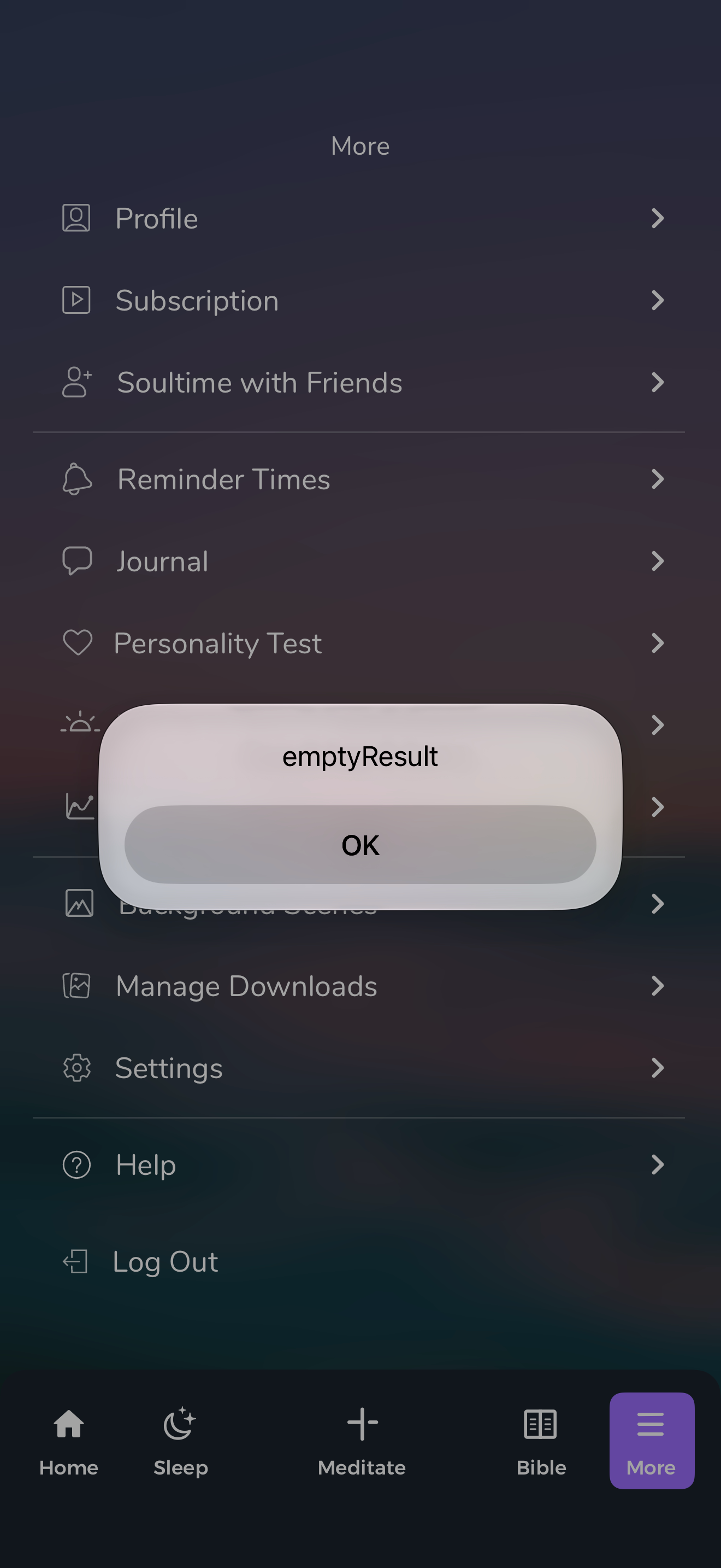 Subscription menu error