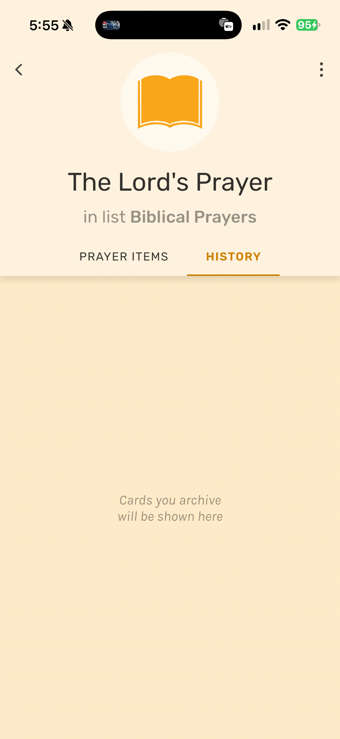 PrayerMate empty prayer history