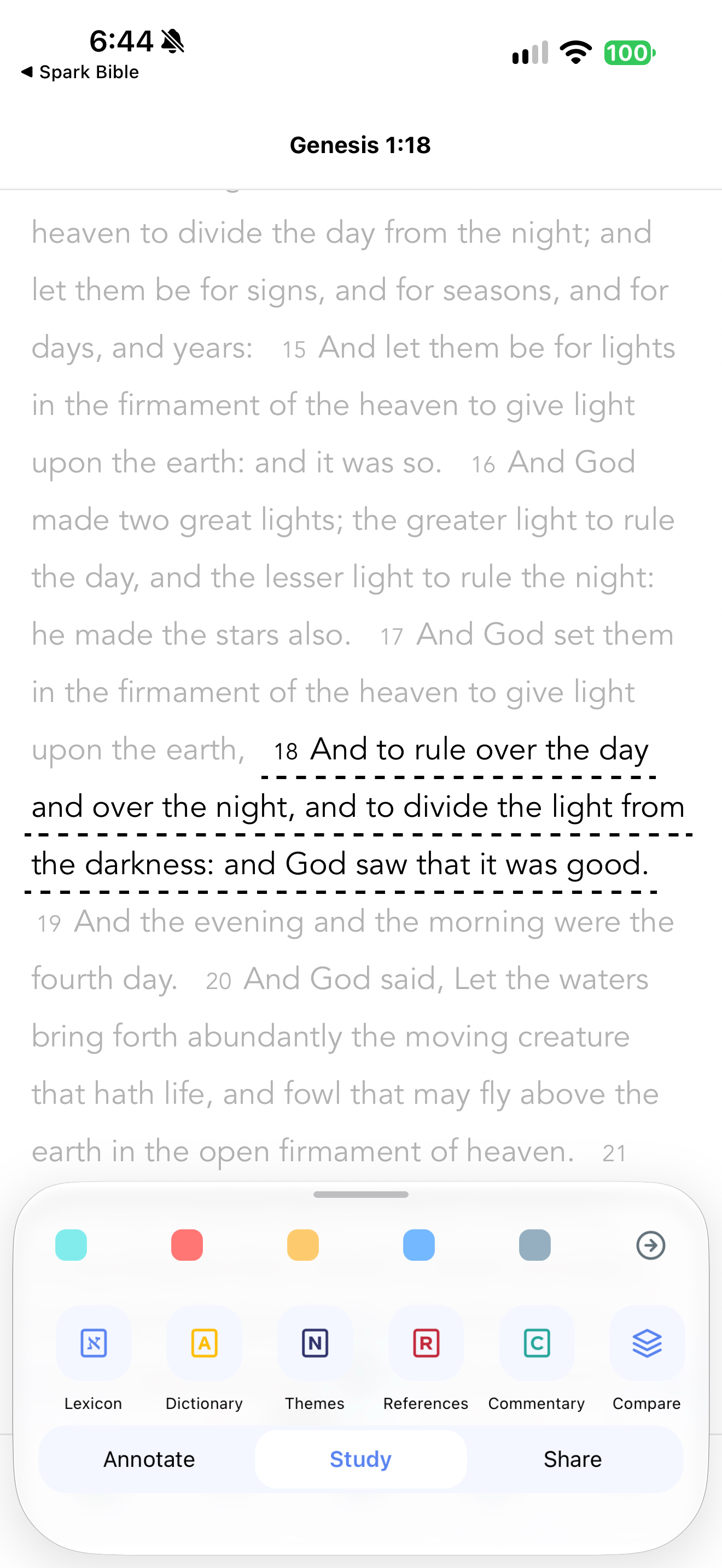Bible Strong study actions