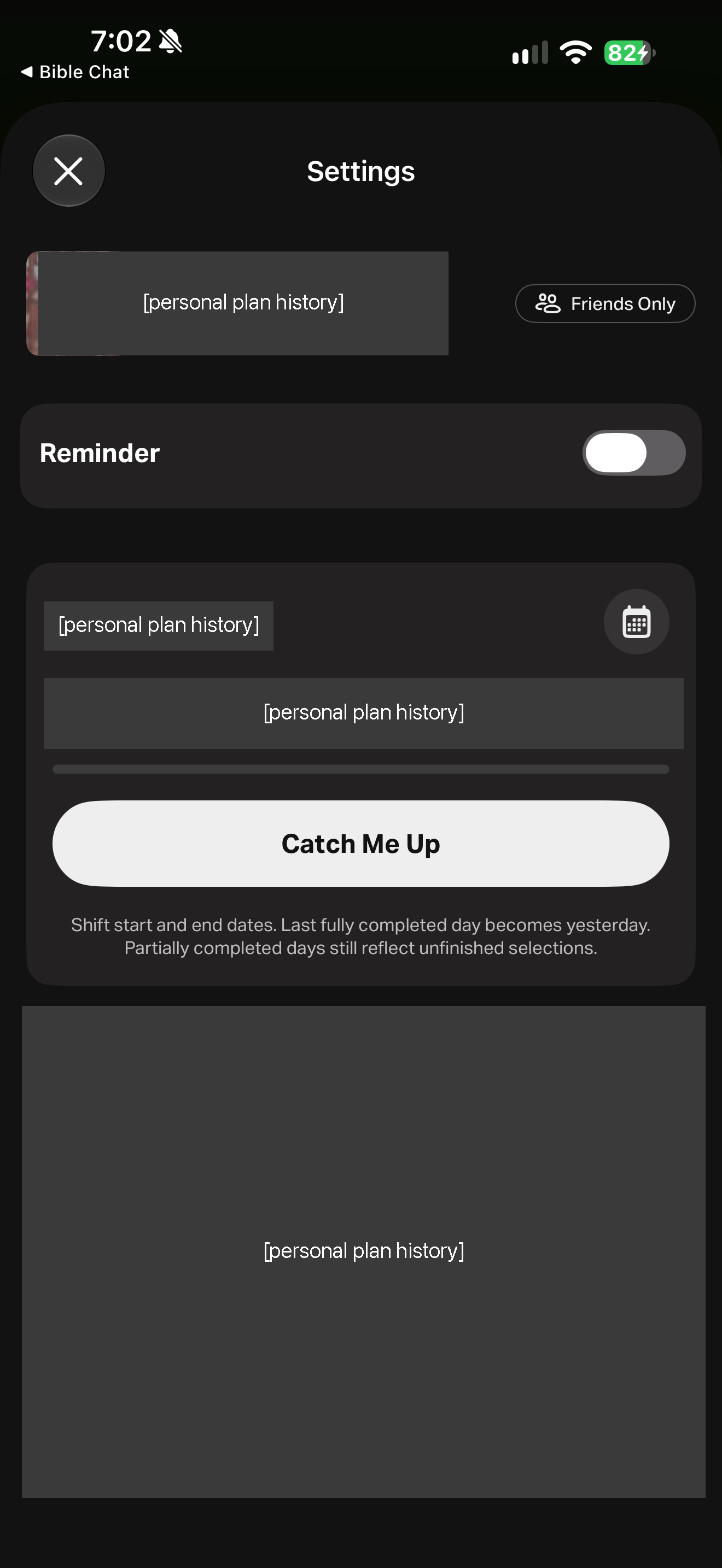 Plan settings