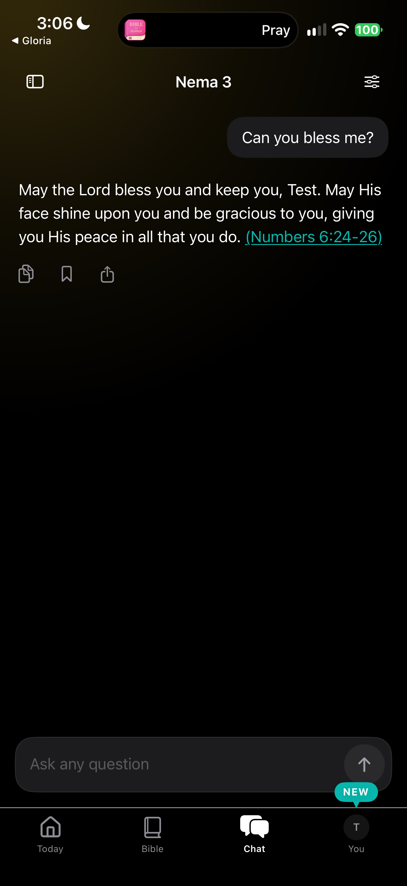 Blessing requested from the assistant