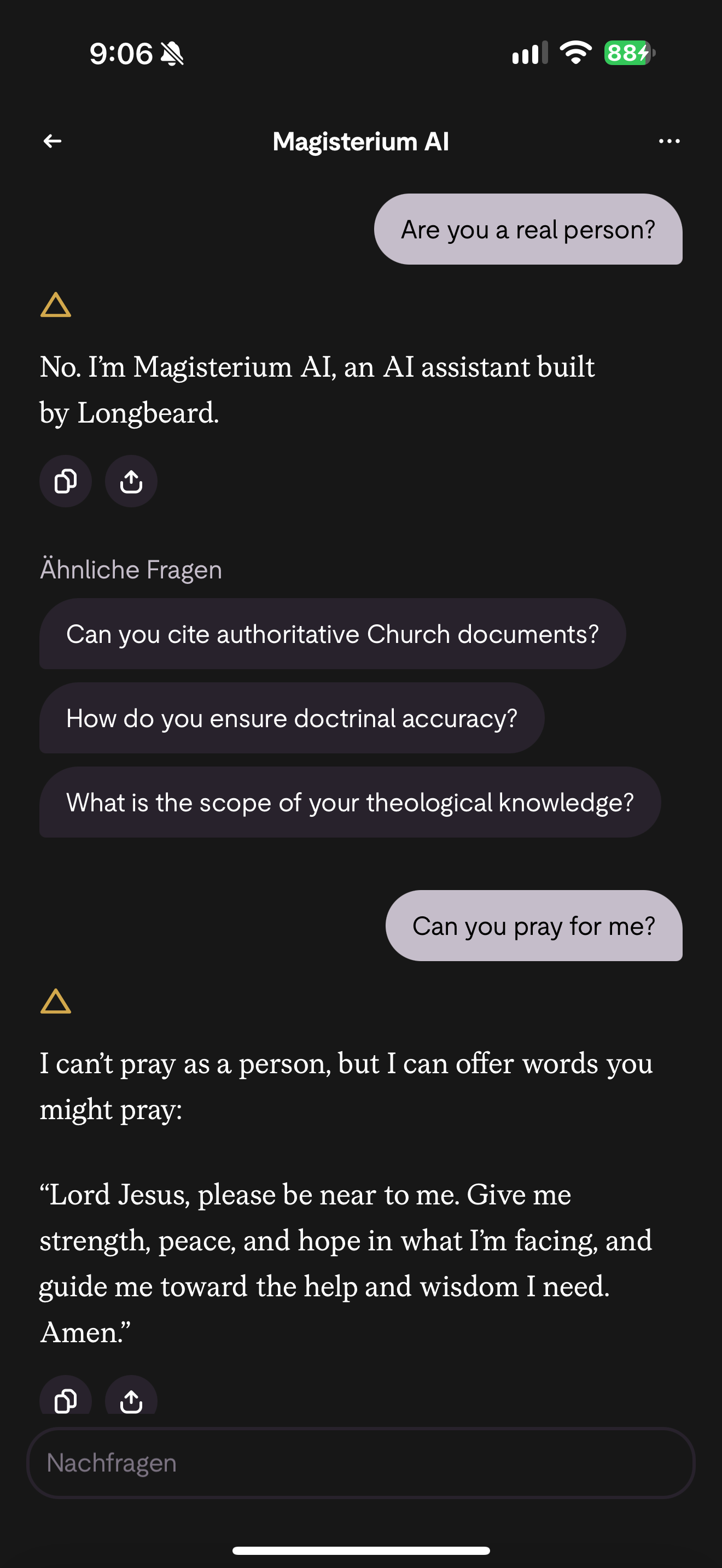 AI identity and prayer wording